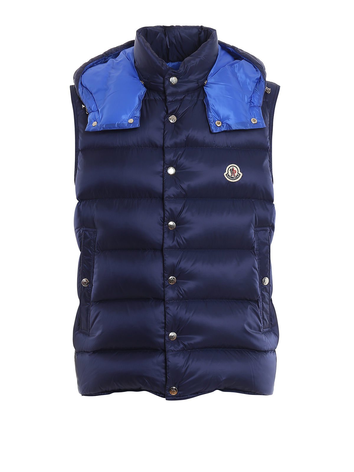 Padded jackets Moncler - Billecart blue sleeveless puffer jacket ...