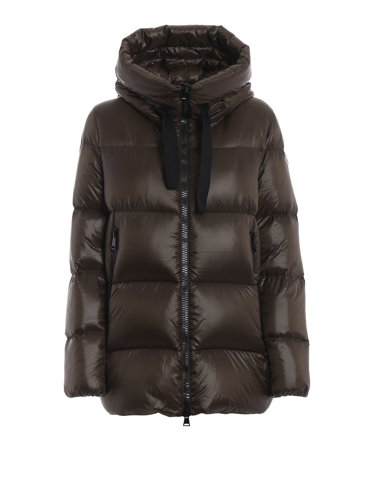 Padded jackets Moncler - Serin wraparound hood long puffer jacket ...