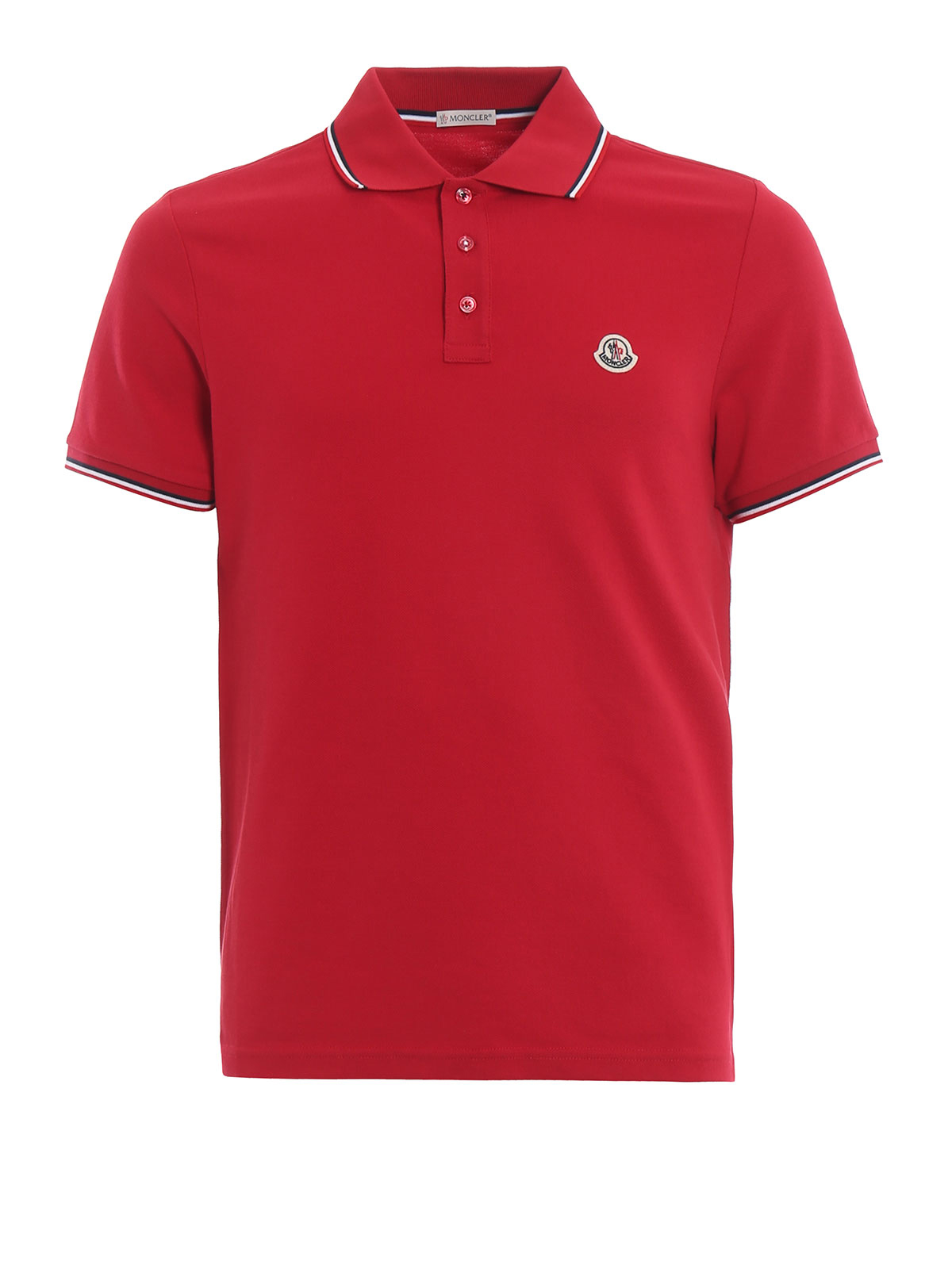 Polo shirts Moncler - Tricolour detailed red cotton polo shirt ...