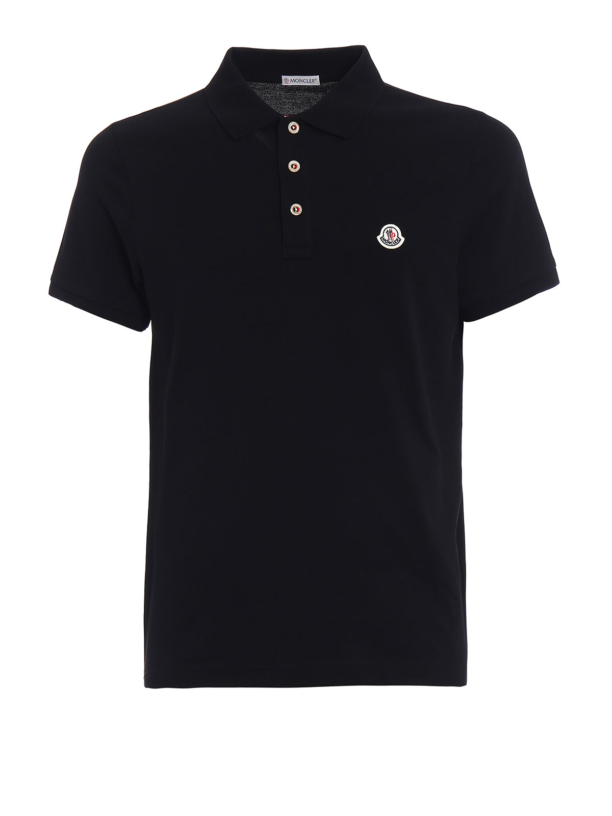 Tricolour placket black polo shirt 