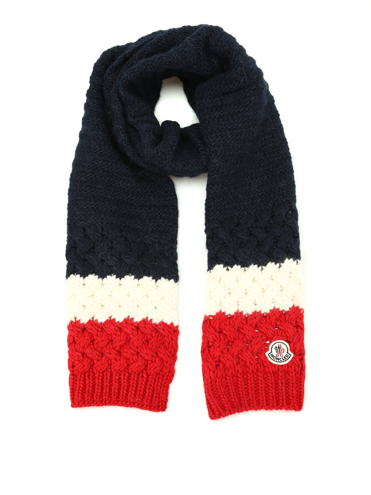 Scarves Moncler - Logo three-colour cable knit scarf - C2091000750004649777
