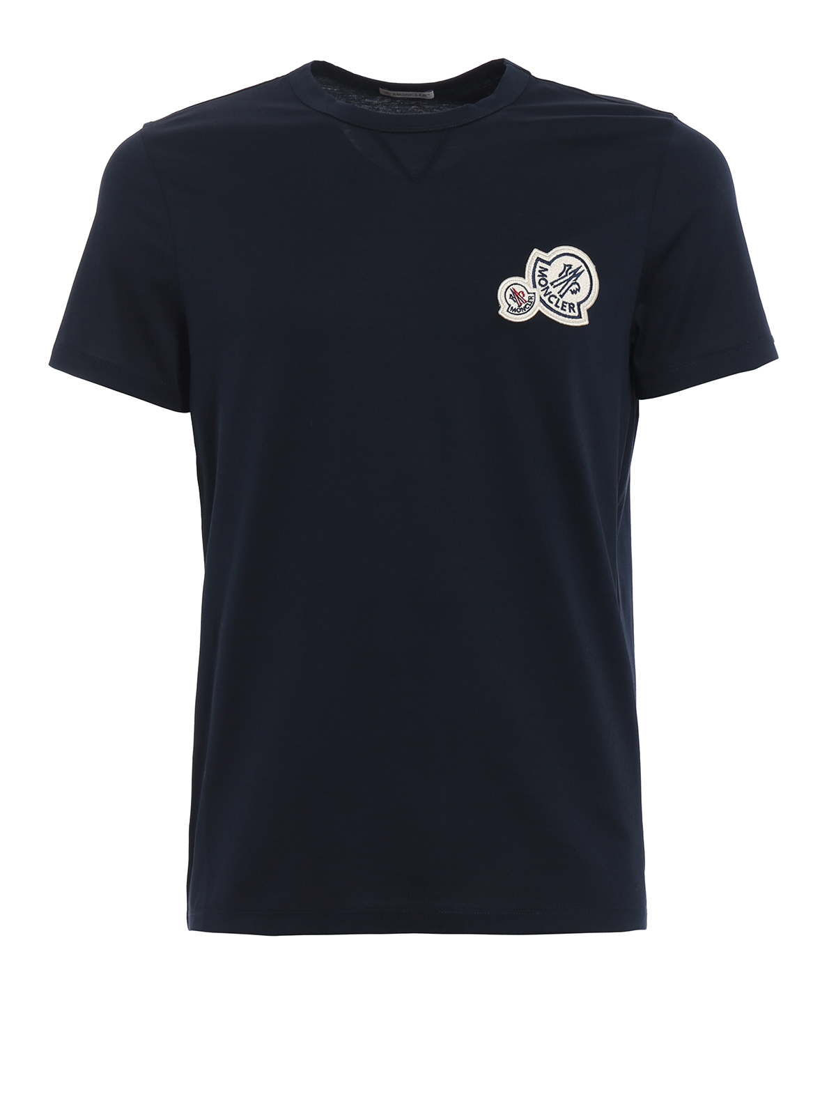 T-shirts Moncler - Double logo detailed blue Tee - D109180325008390Y778