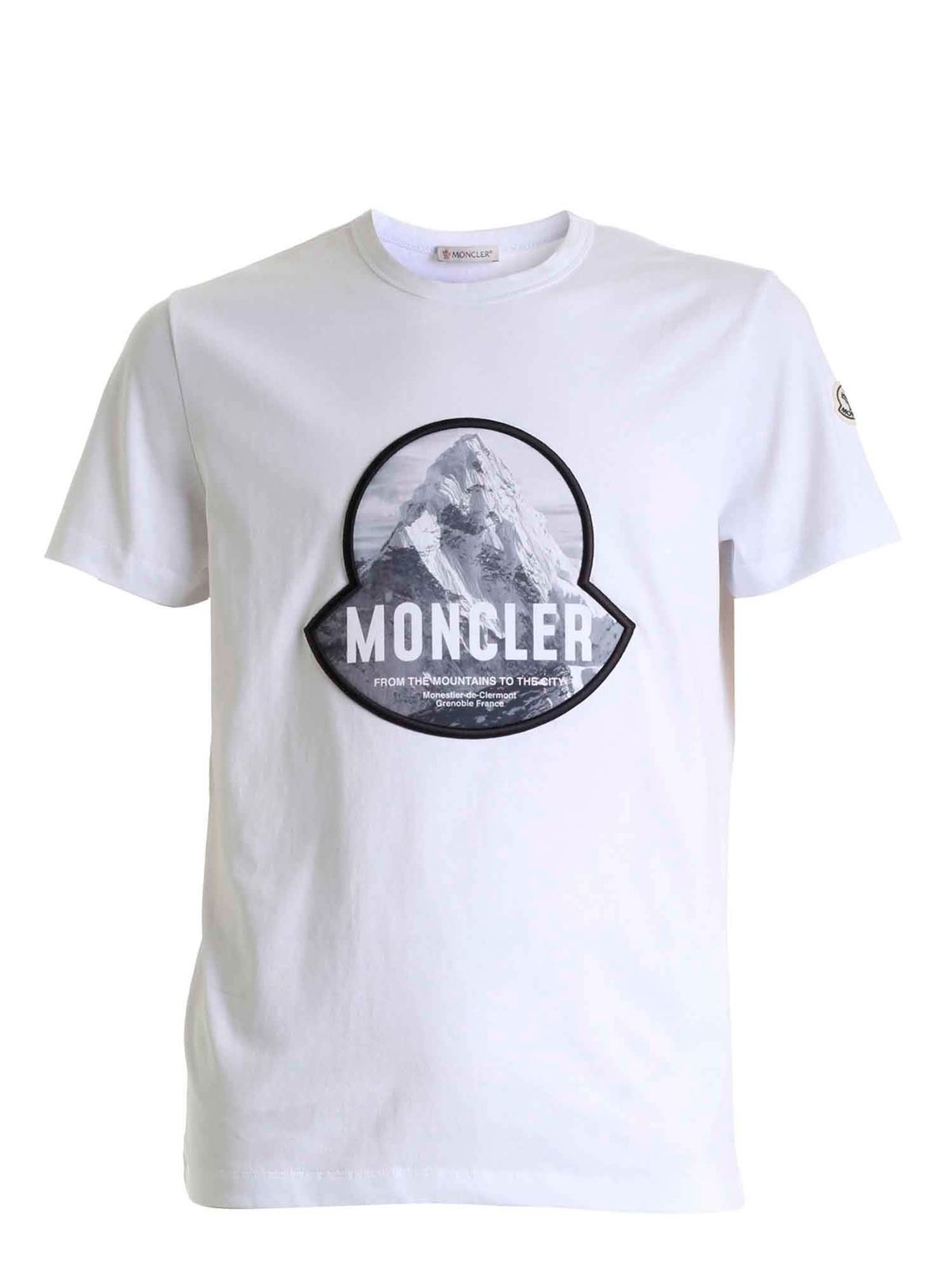 T-shirts Moncler - Logo patch T-shirt in white - 8C7A8108390T001
