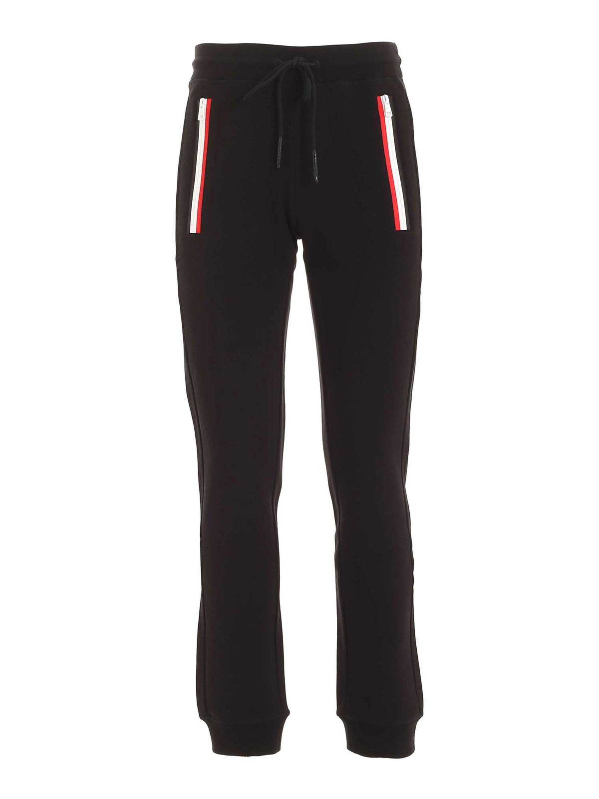Tracksuit bottoms Moncler - Tricolor band trackpants in black ...