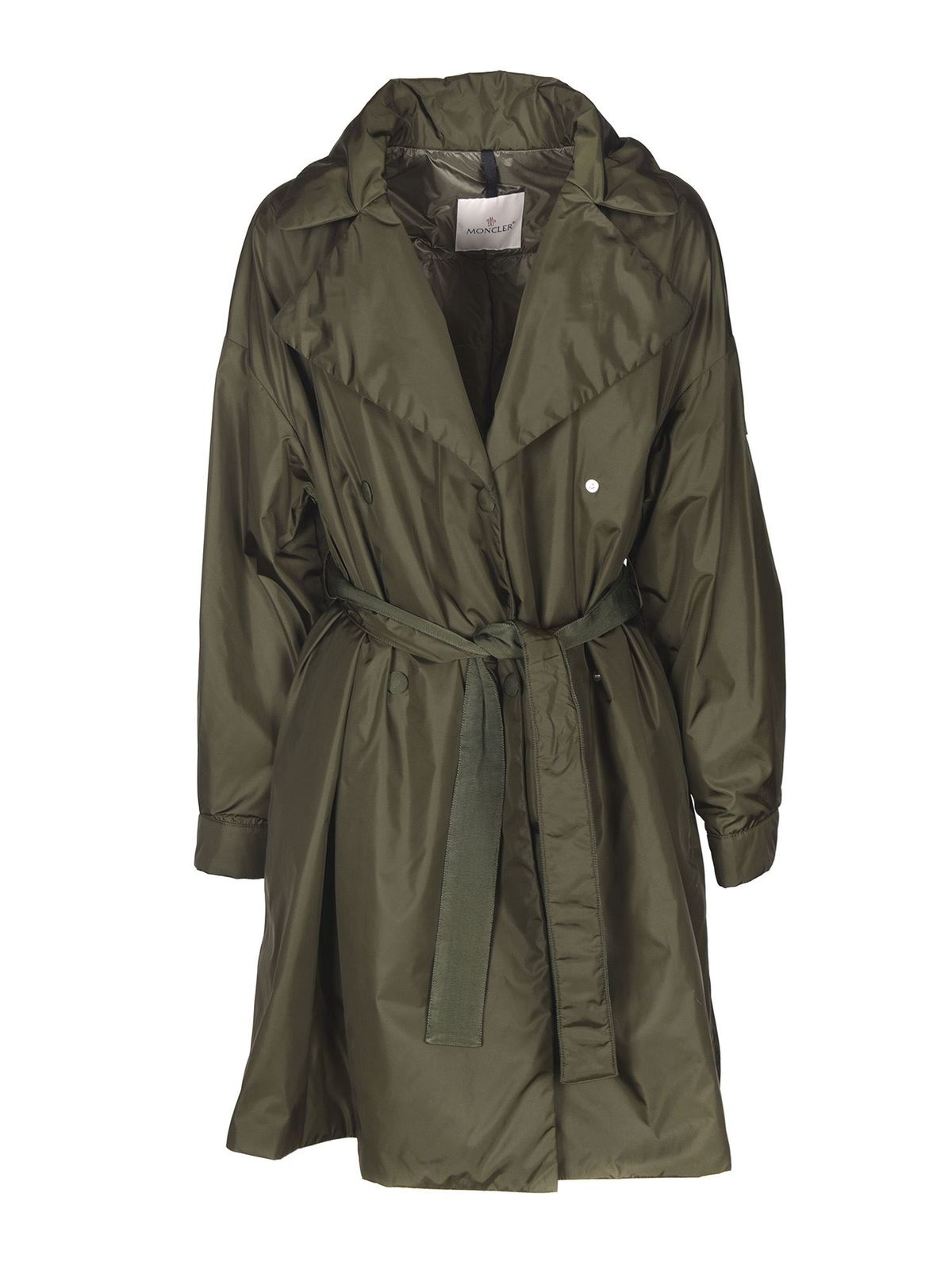 Moncler - Meboula padded trench coat in green - trench coats ...
