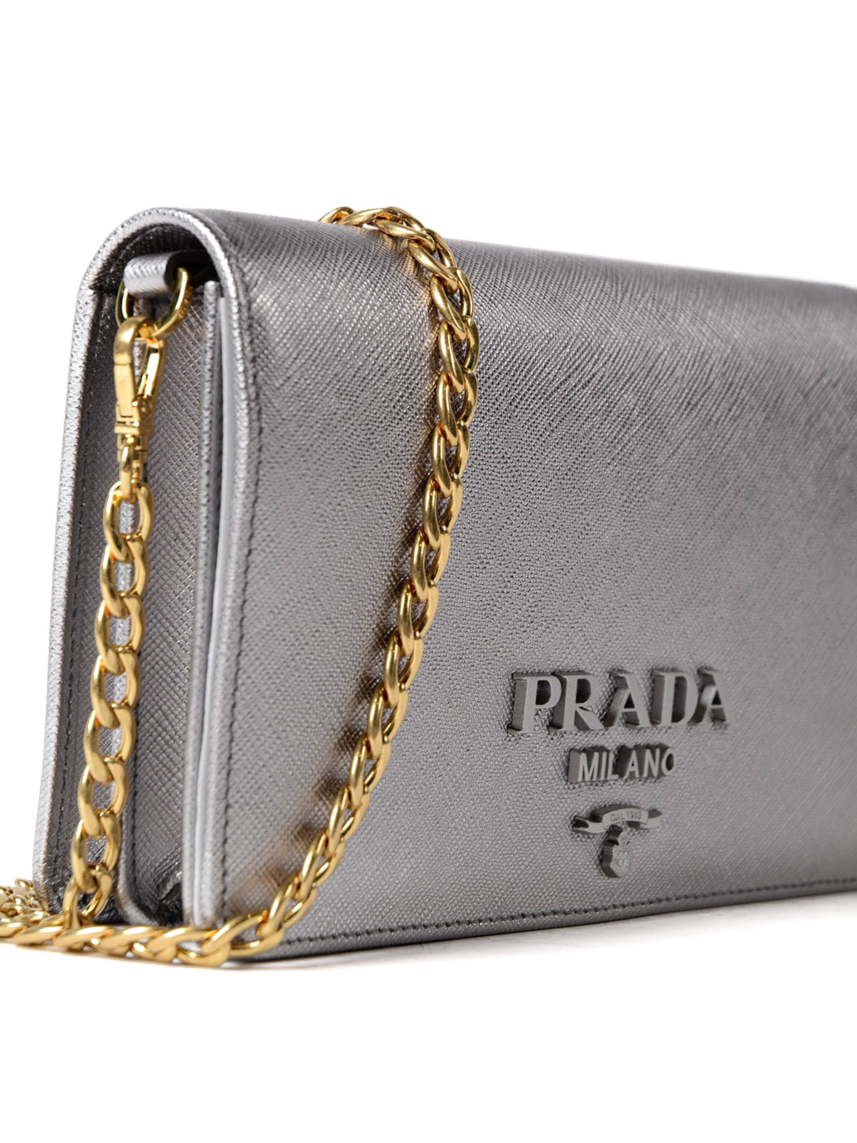 silver prada wallet