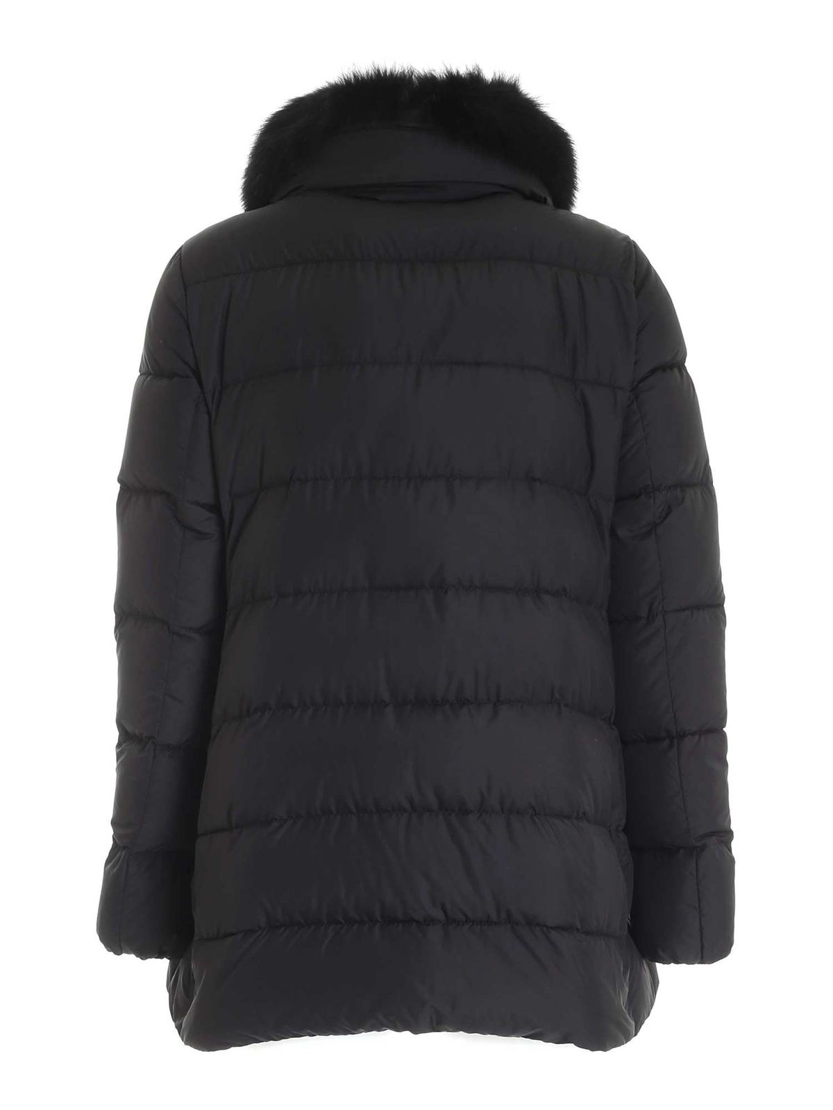 Padded coats Moorer - Fur detail down jacket in black - DORADOFURPXBLACK