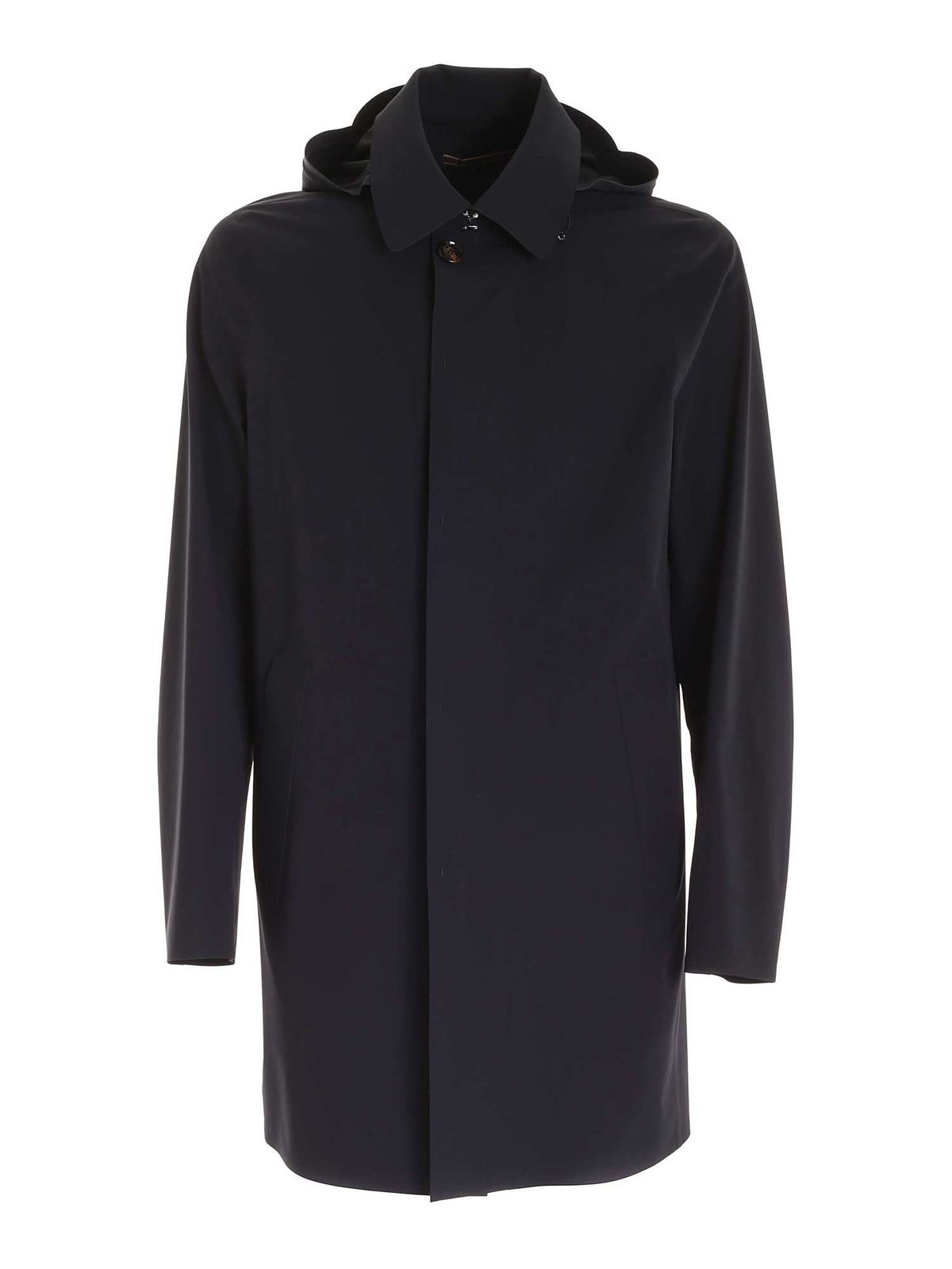 Moorer Waterproof trench coat in blue trench coats AGNONEGSBLU