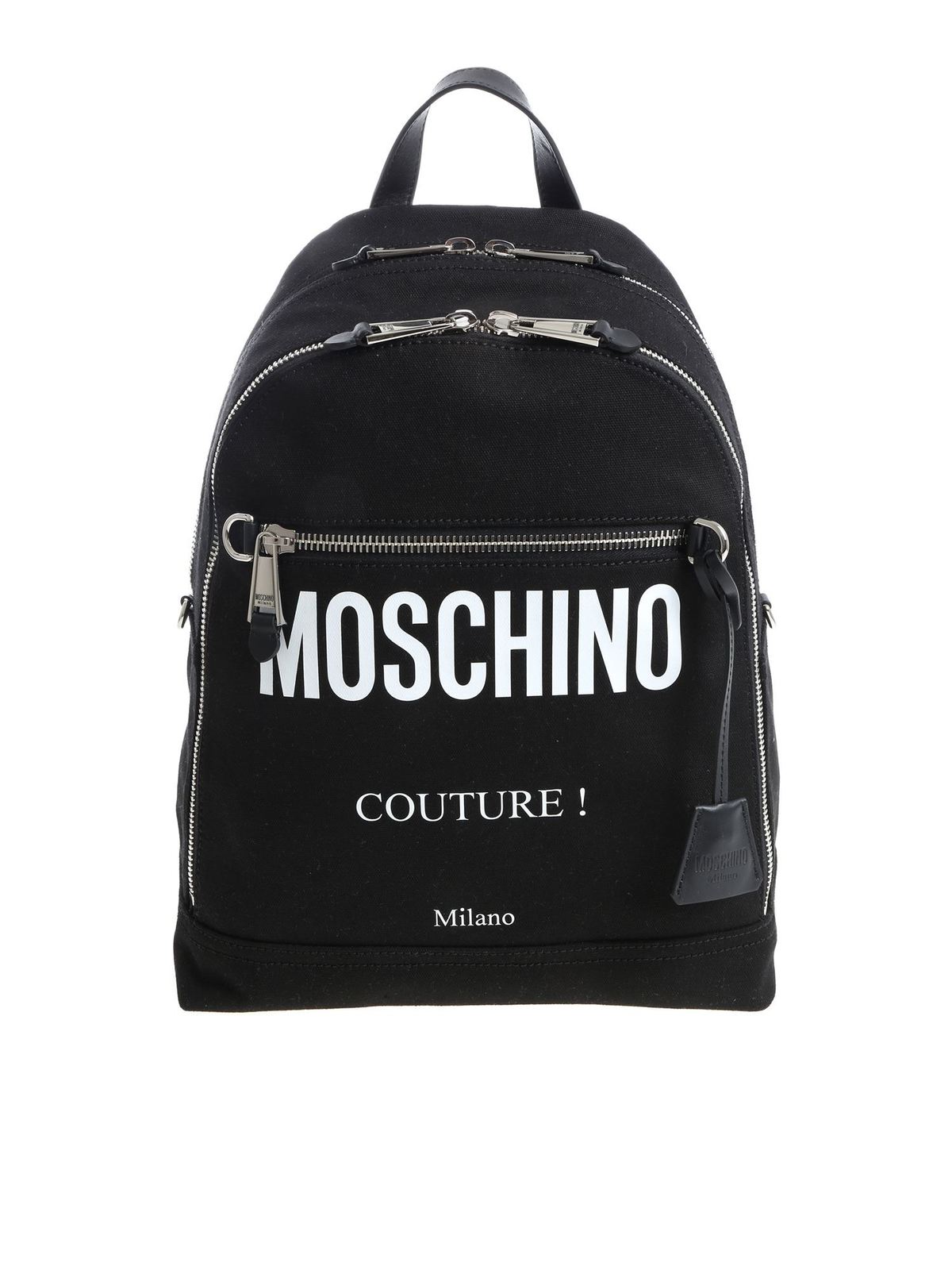 Moschino Black Canvas Backpack In Black