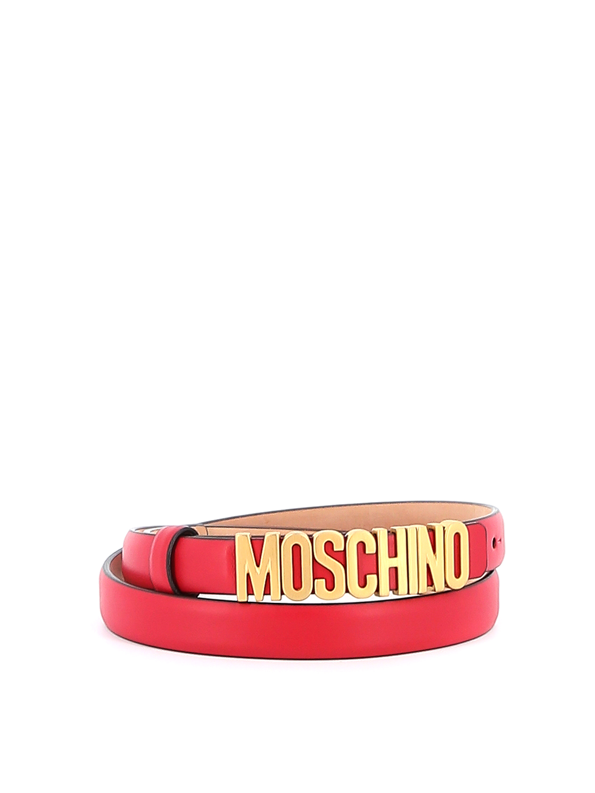 Belts Moschino - Logo lettering red thin belt - 800880010116 | iKRIX.com