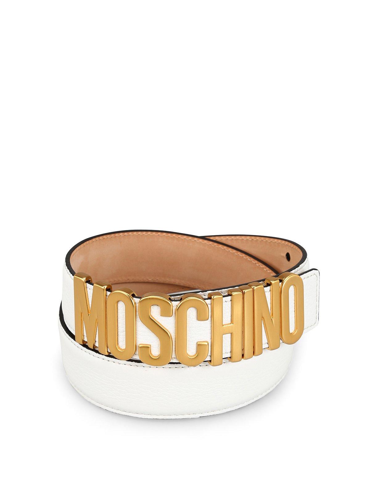Moschino - White hammered leather logo belt - belts - A800980030001
