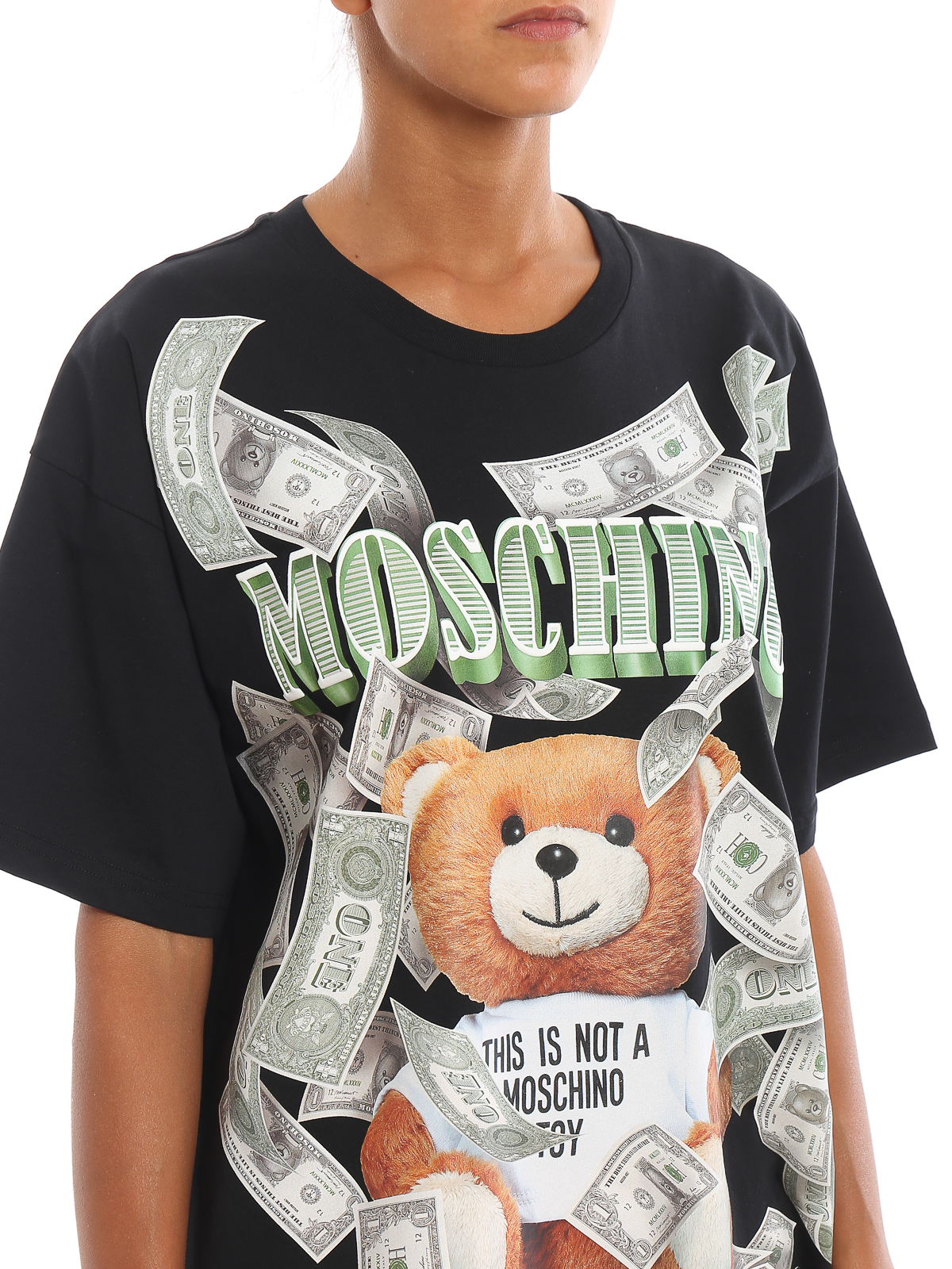 T-shirts Moschino - Dollar Teddy Bear print black T-shirt - 70154401555