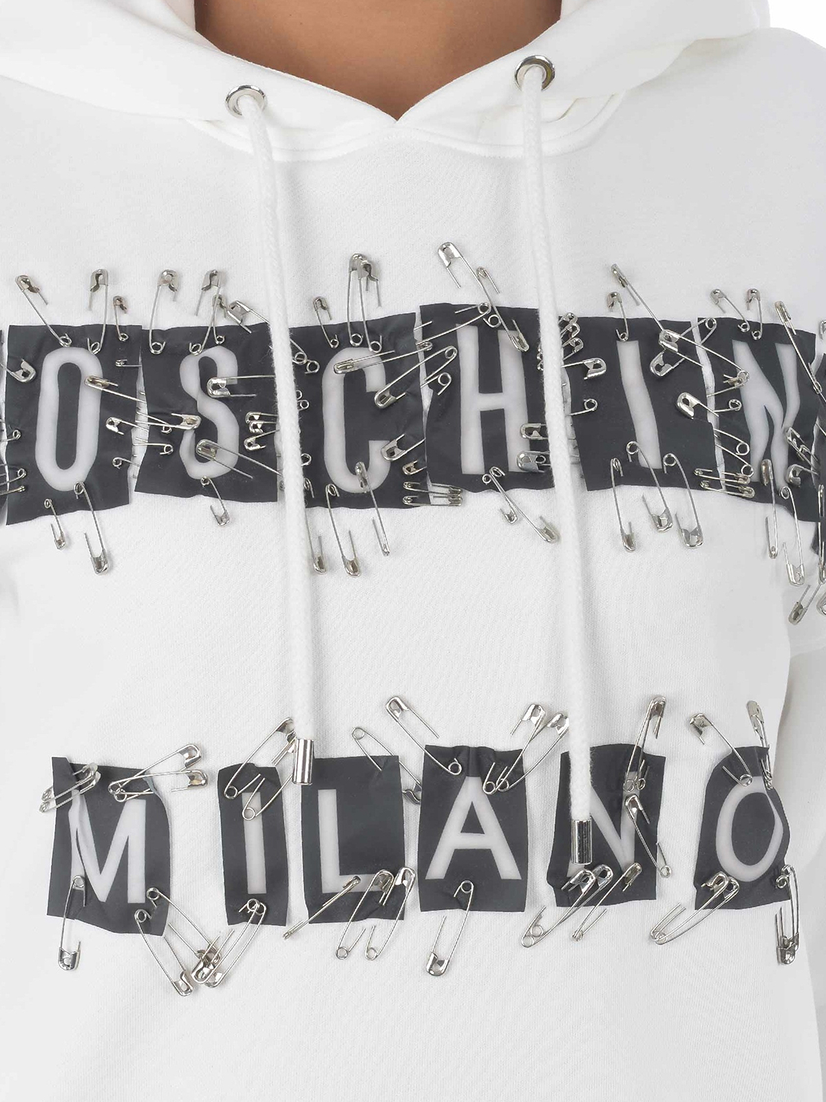 Safety pins embellishment jersey hoodie 