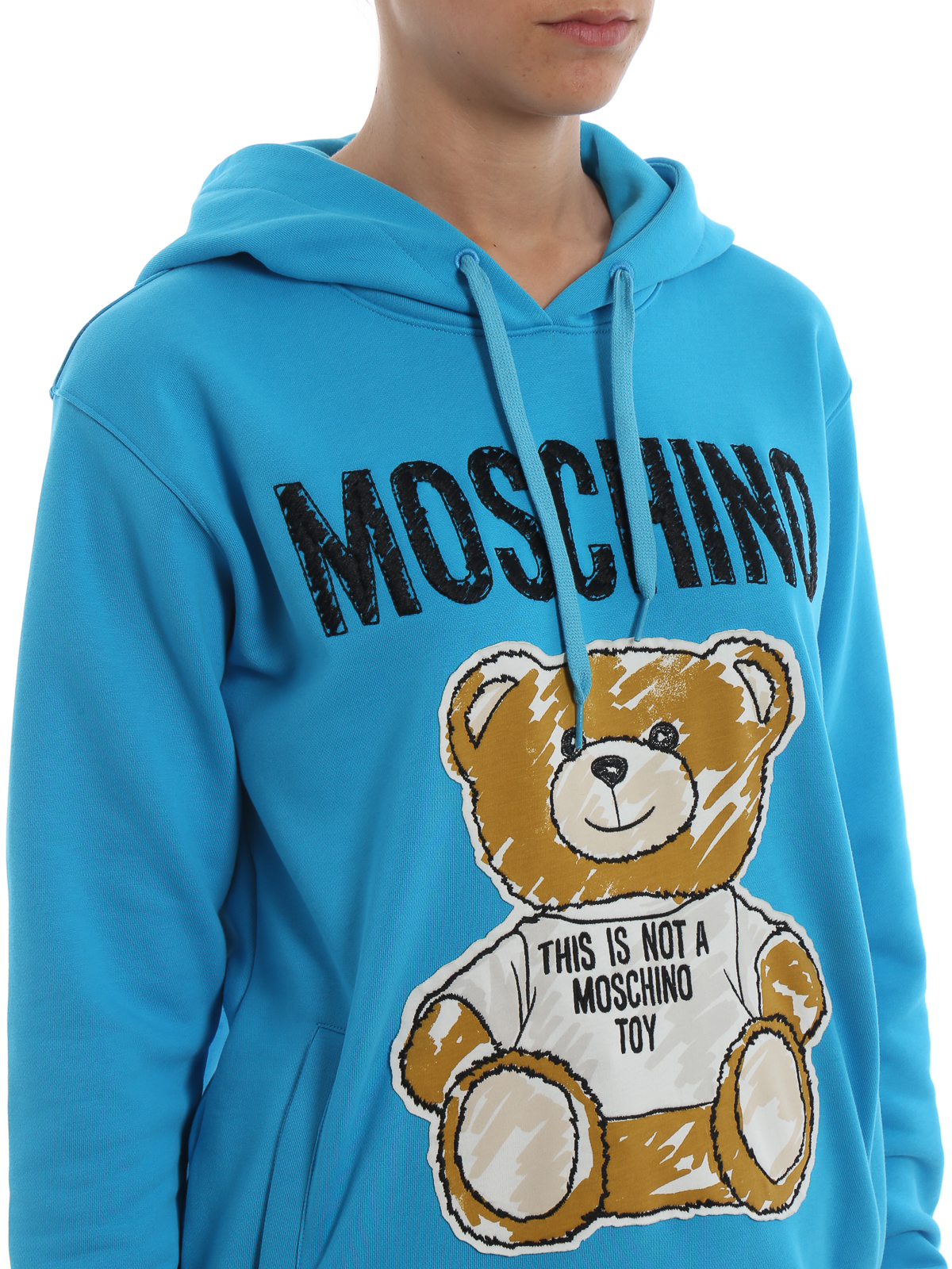 Teddy Bear patch light blue hoodie 