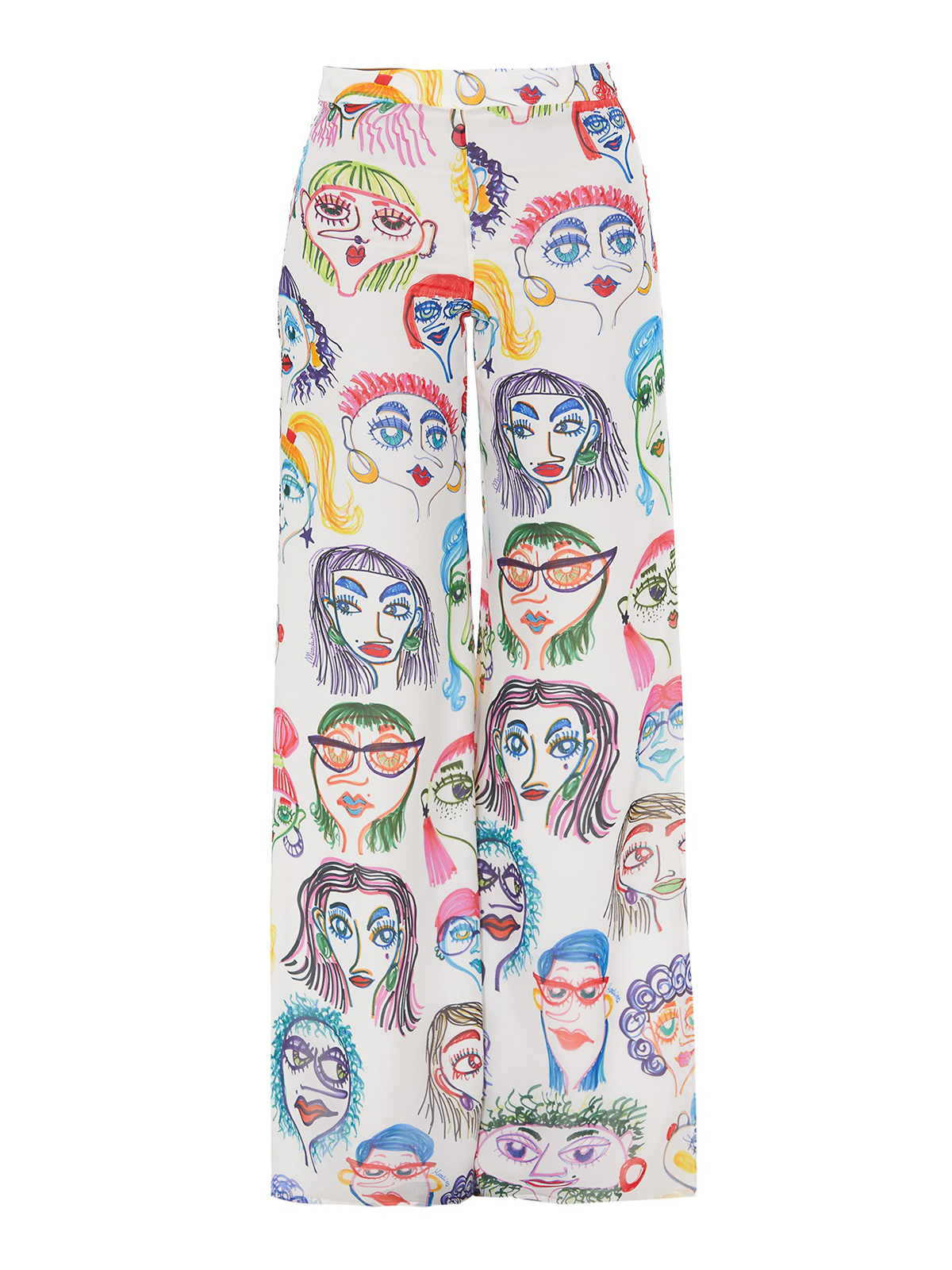 MOSCHINO FACES PRINT PALAZZO TROUSERS