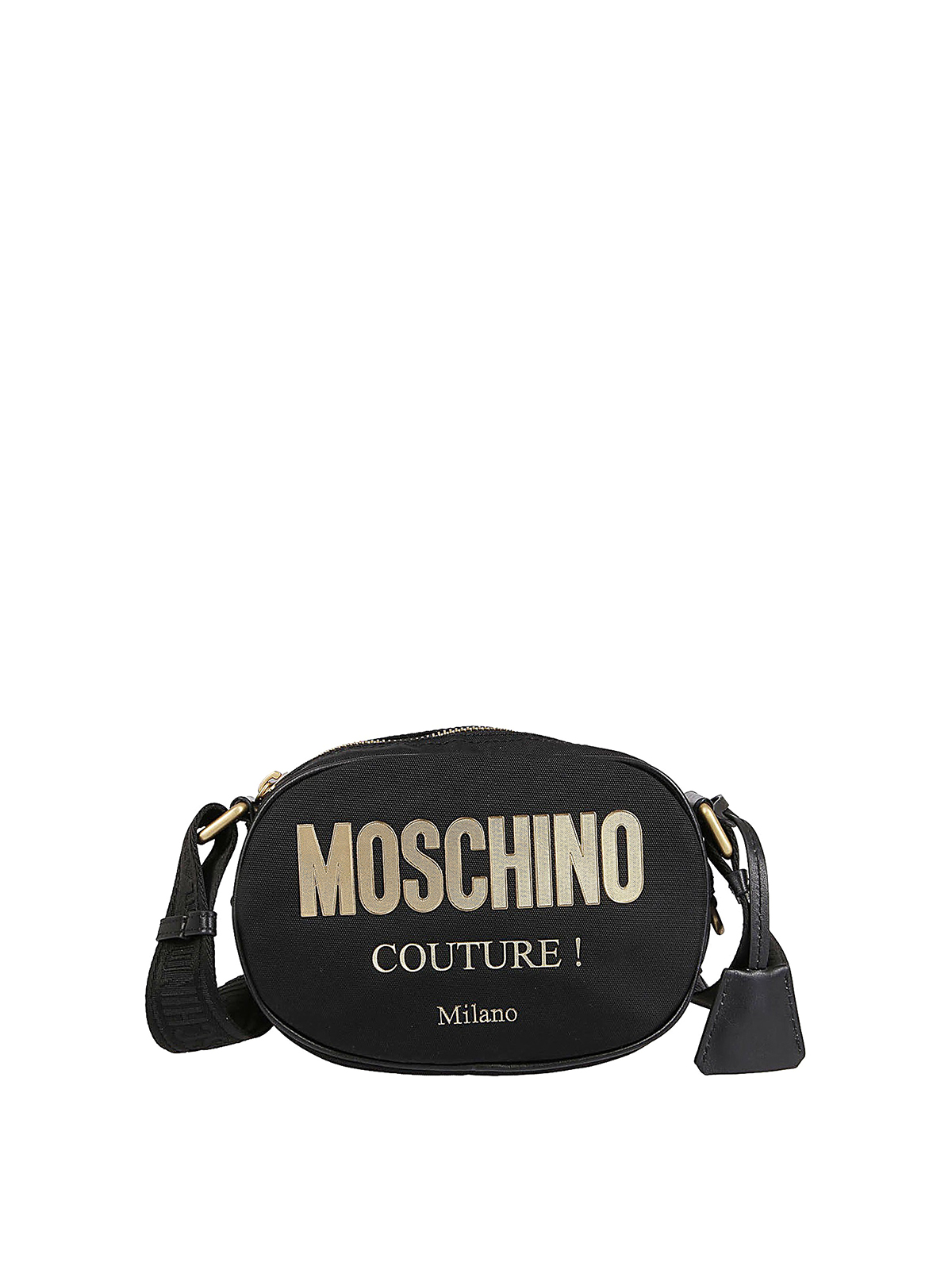 Moschino - Golden logo nylon cross body bag - cross body bags ...