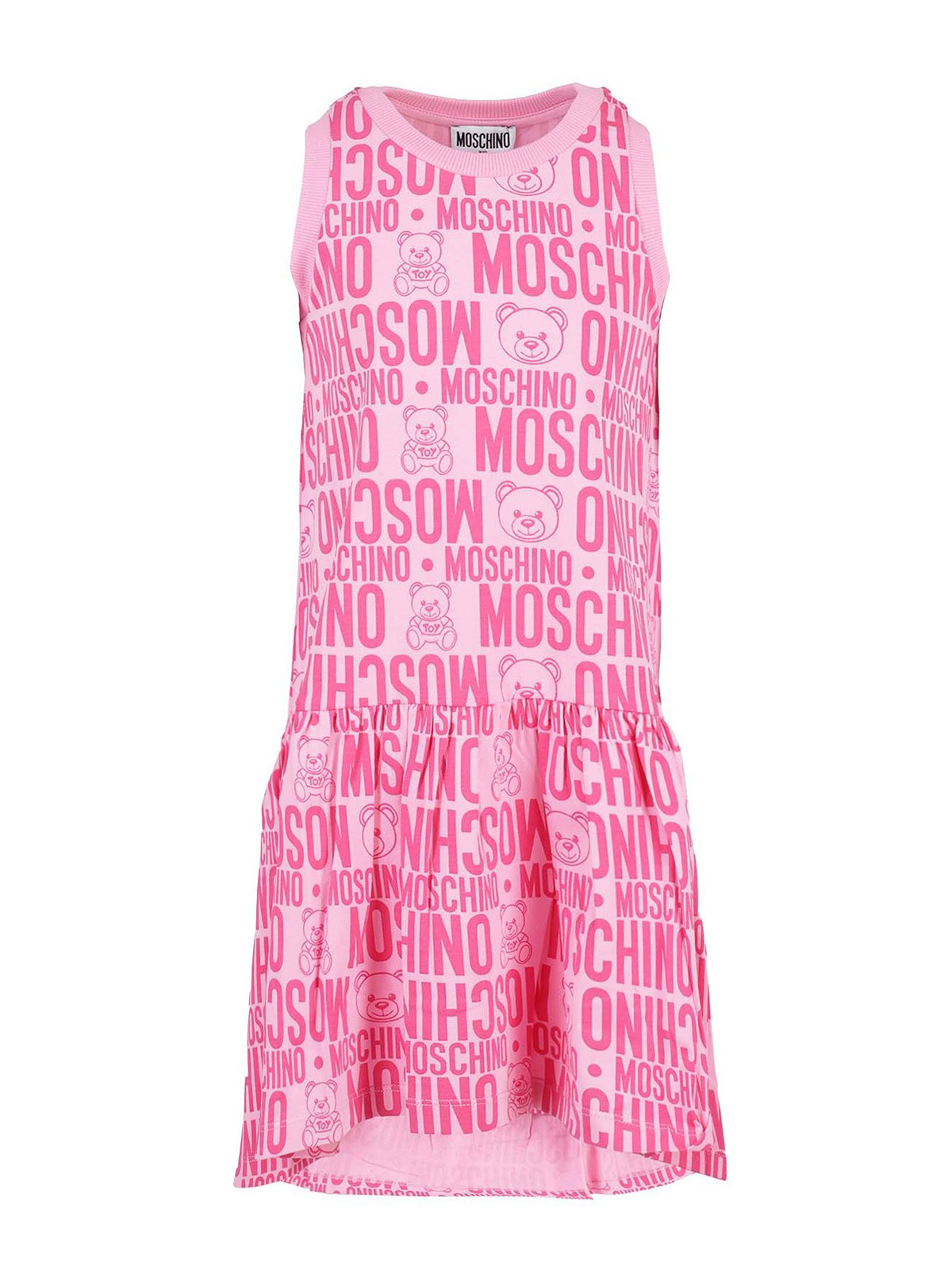 Click to view more detailed imagery on our partner's website Moschino Kids' Lettering Logo Printed Dress In Pink