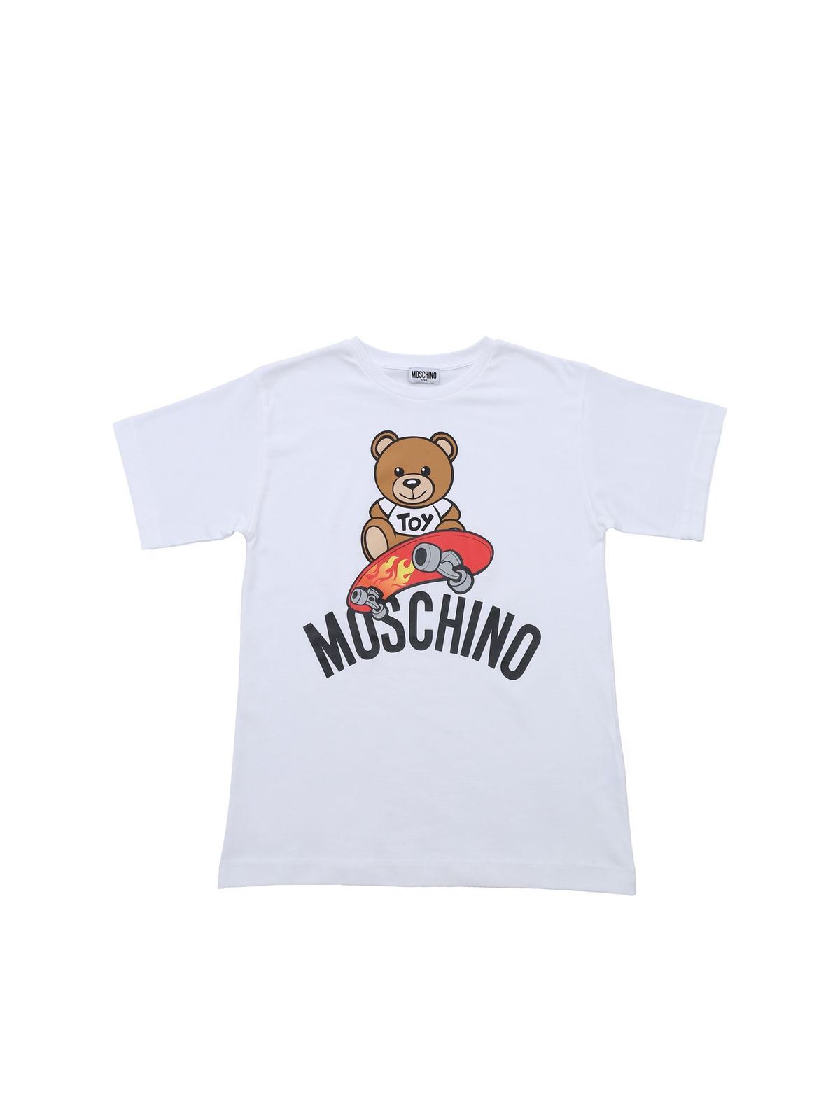 Skateboarder Teddy Bear T-shirt in white