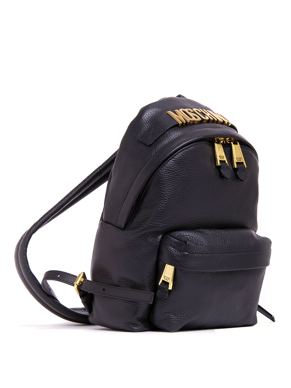 Moschino - Metal logo leather backpack 