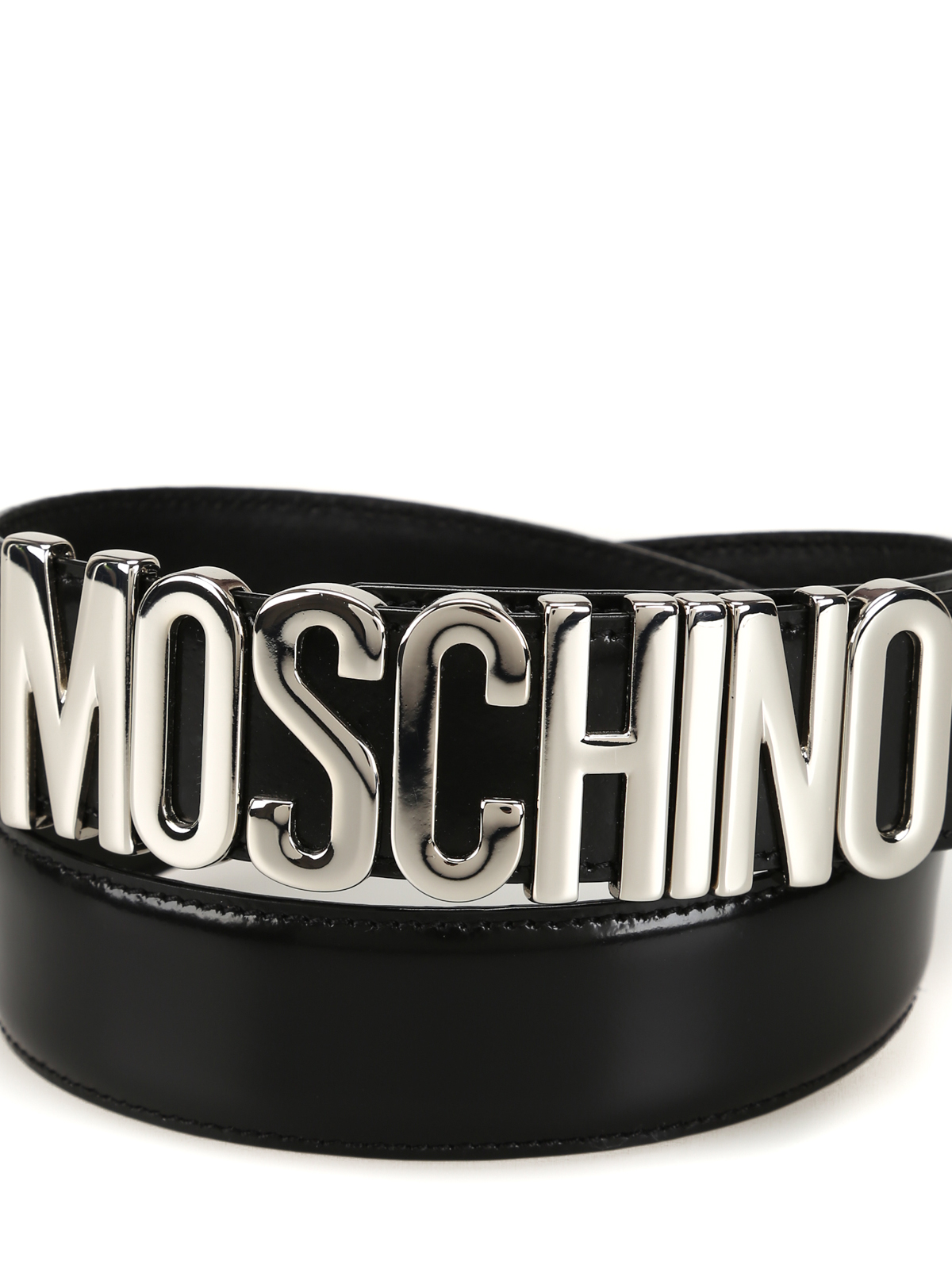 Belts Moschino - Logo lettering black patent leather belt - 801280071555