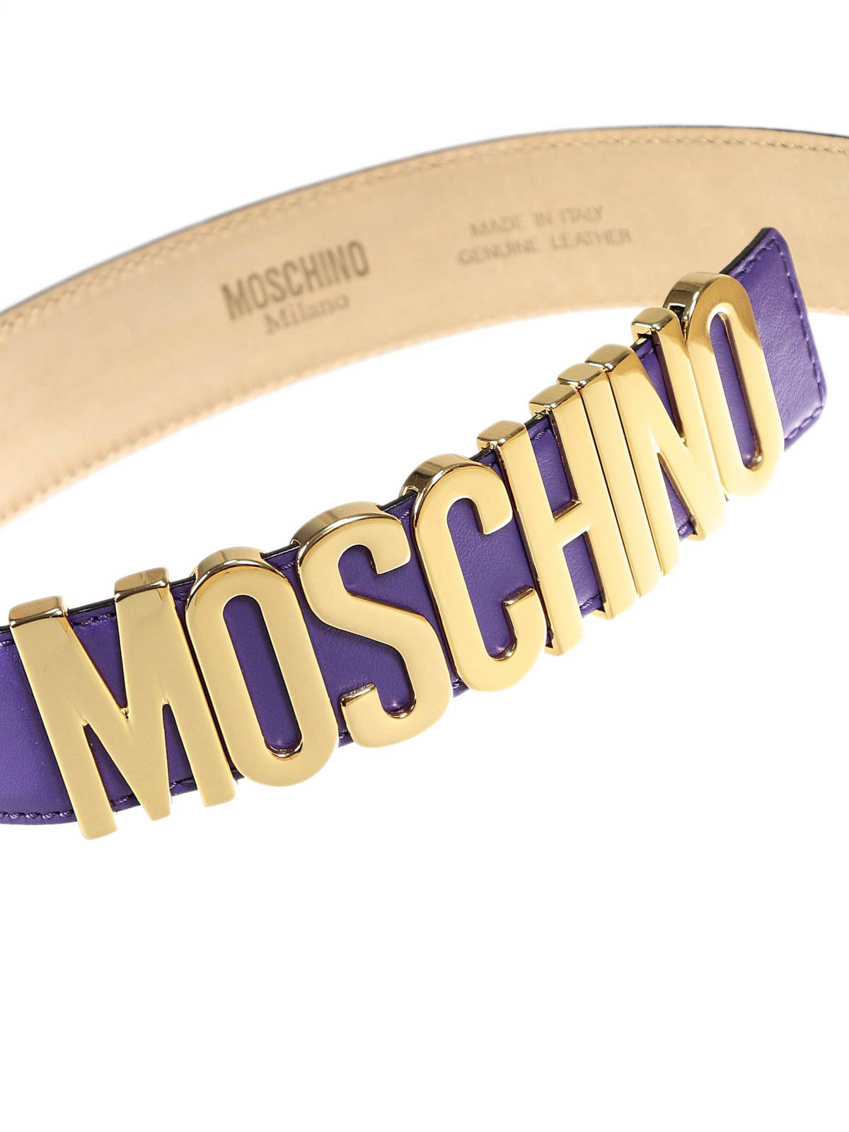 Moschino - Logo lettering leather belt - belts - A80078001 | iKRIX.com