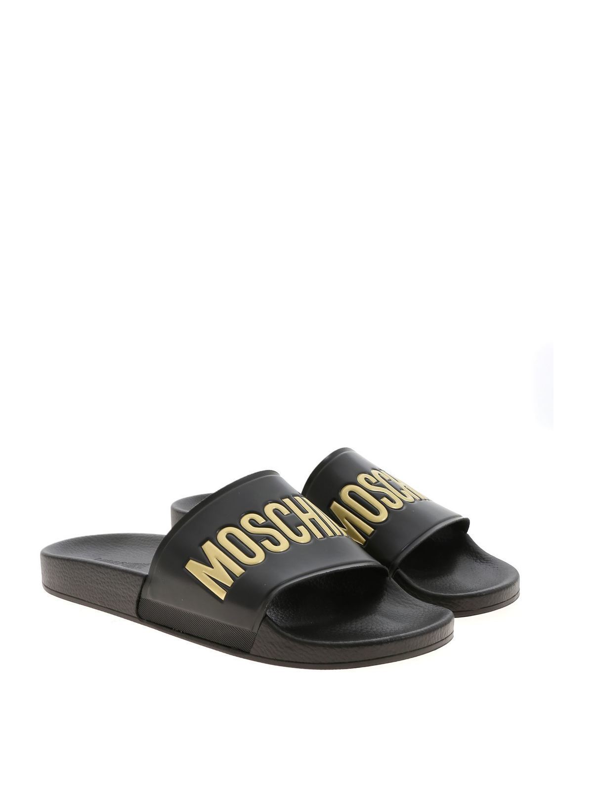 Moschino - Golden logo slippers in 
