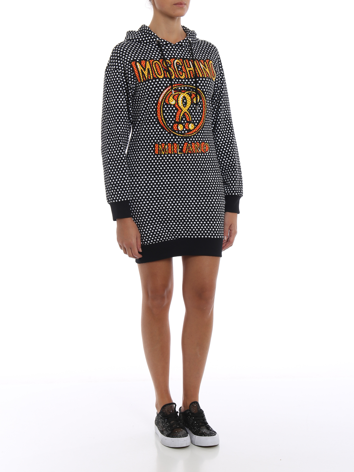 Knee length dresses Moschino - Polka dot logo print sweatshirt 