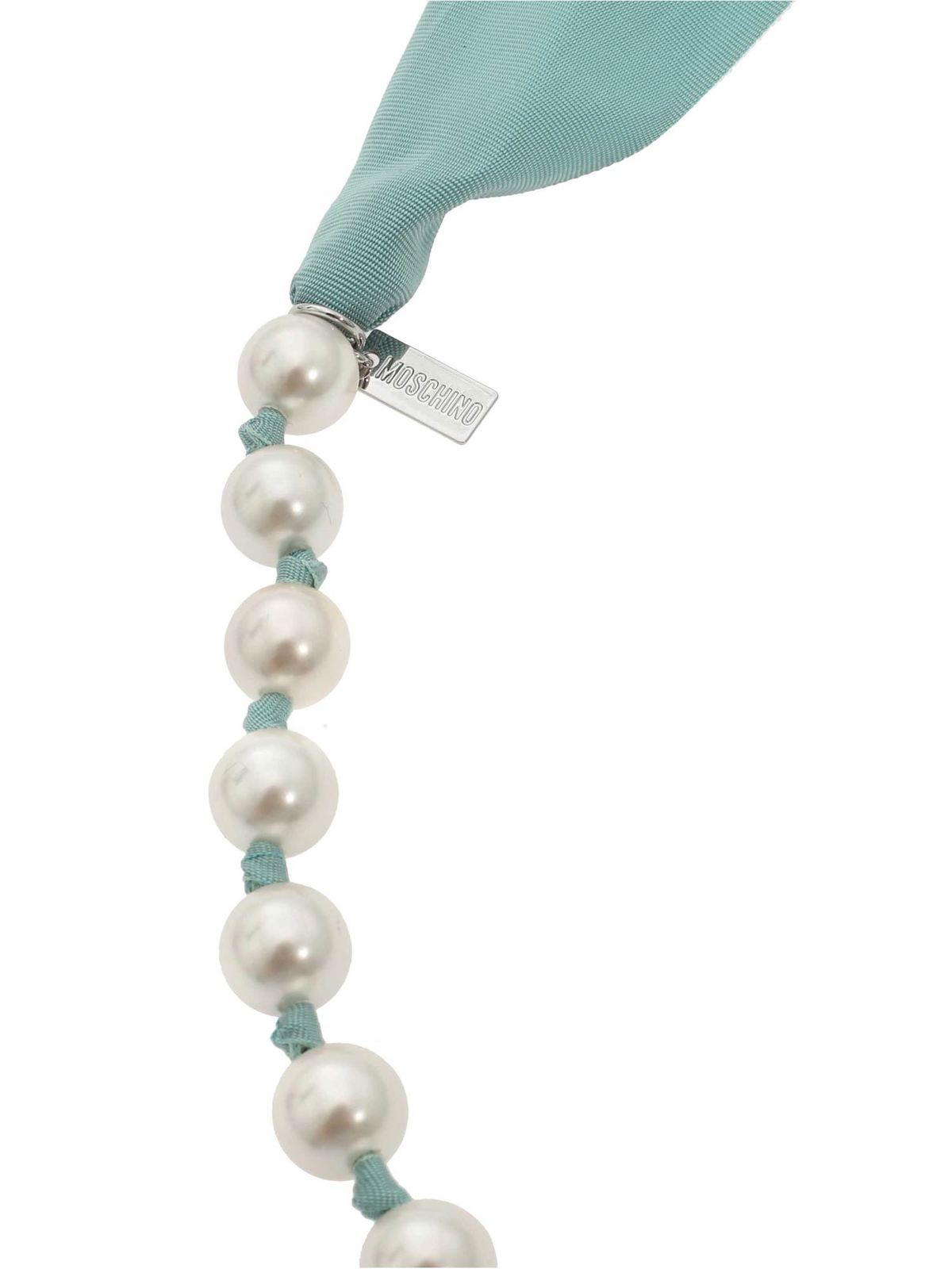 Necklaces & Chokers Moschino - Pearls and ribbon necklace in light blue ...