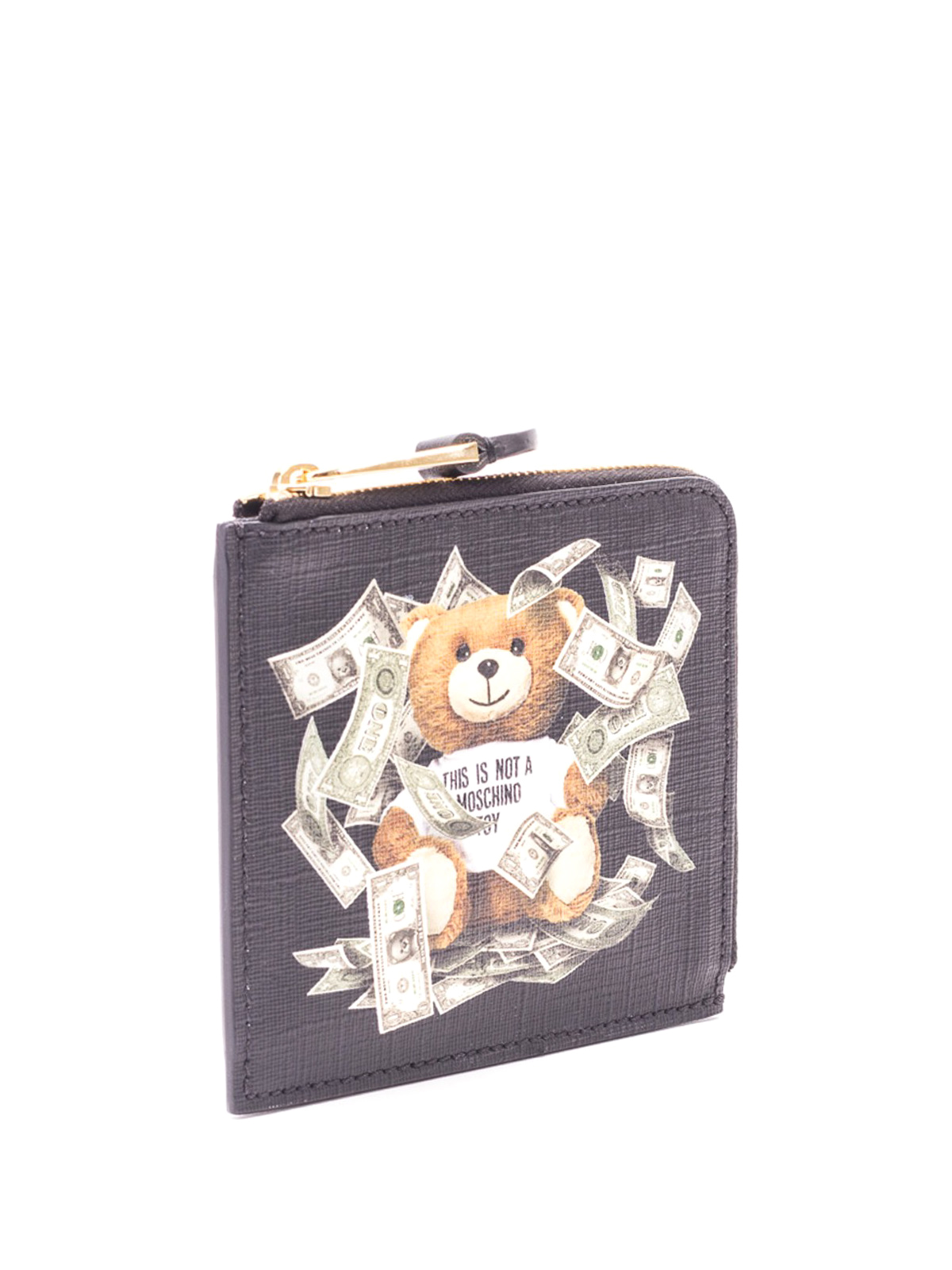 Black faux leather Dollar Teddy Bear 