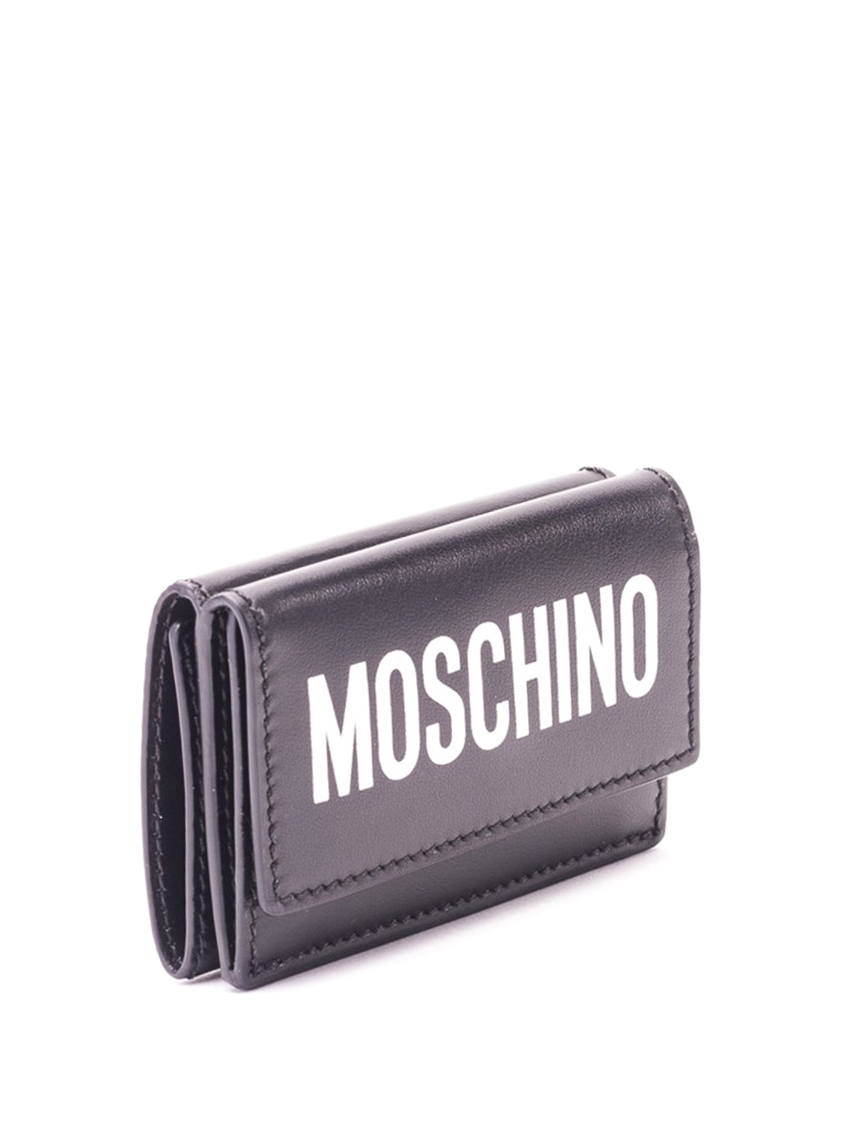 Contrasting logo print leather wallet 
