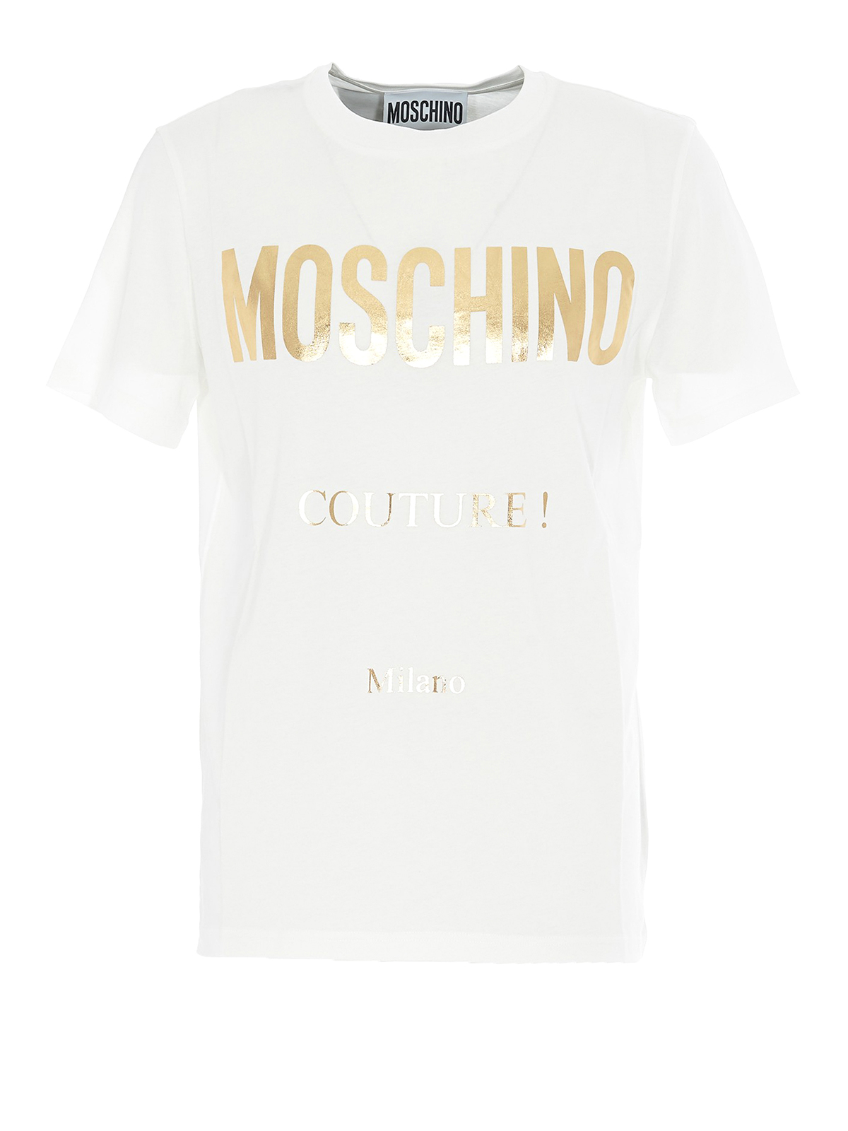 white and gold moschino t shirt