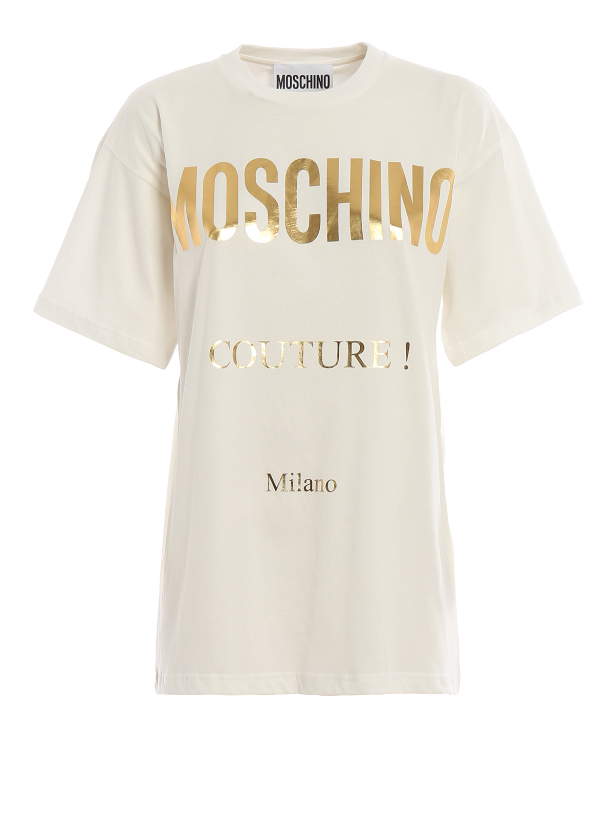white and gold moschino t shirt