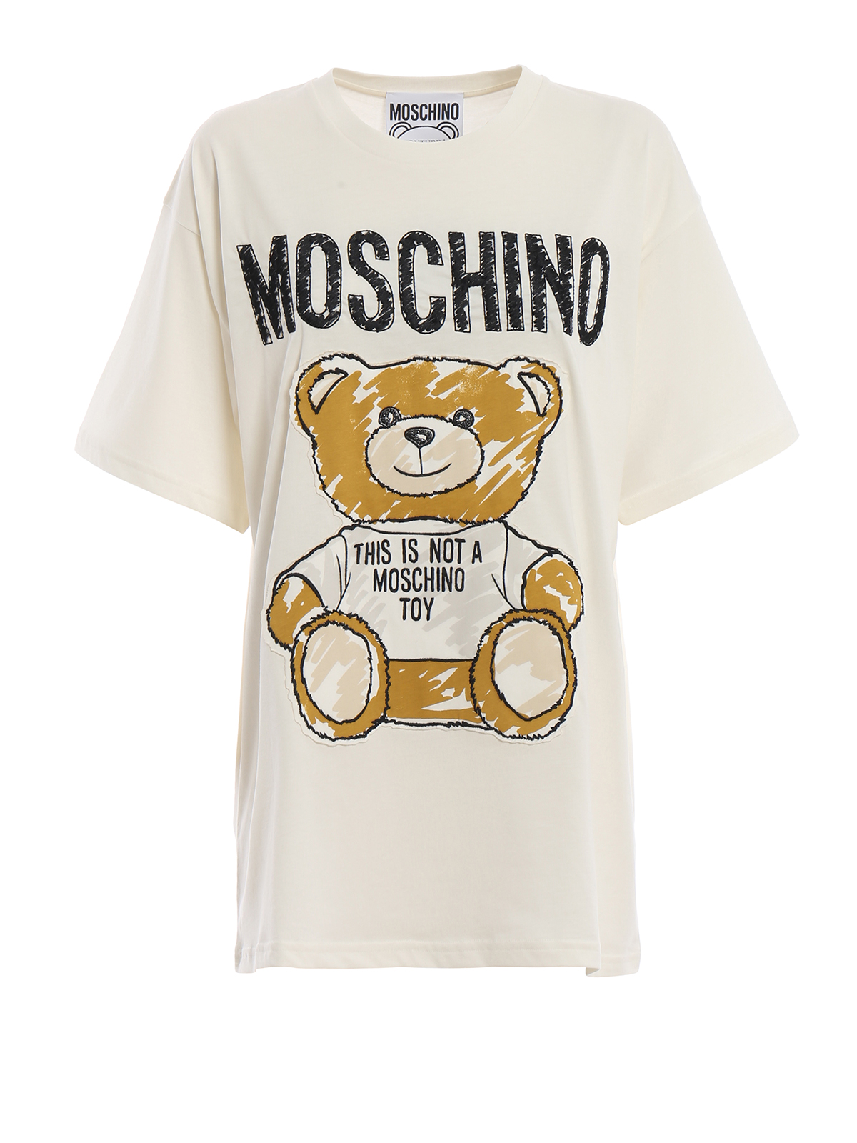 Teddy Bear patch white cotton T-shirt 