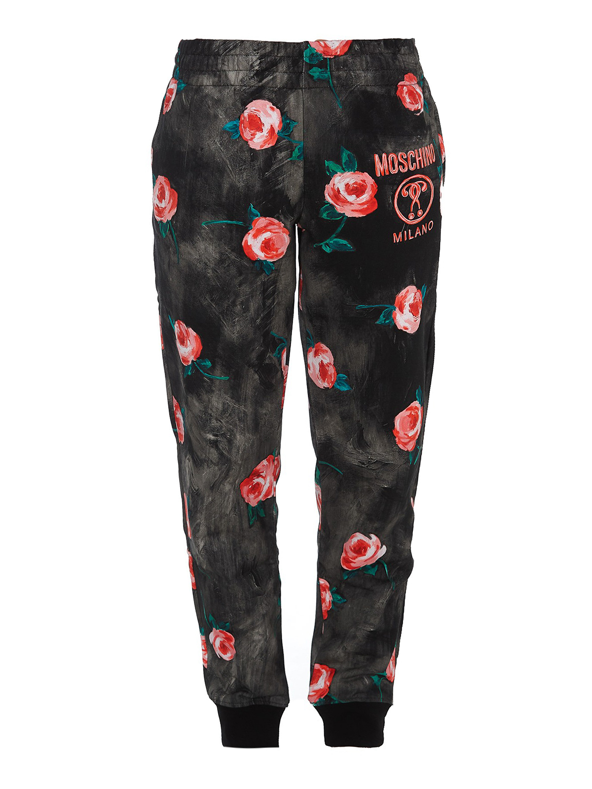 Tracksuit bottoms Moschino - Rose-patterned sweatpants with side 