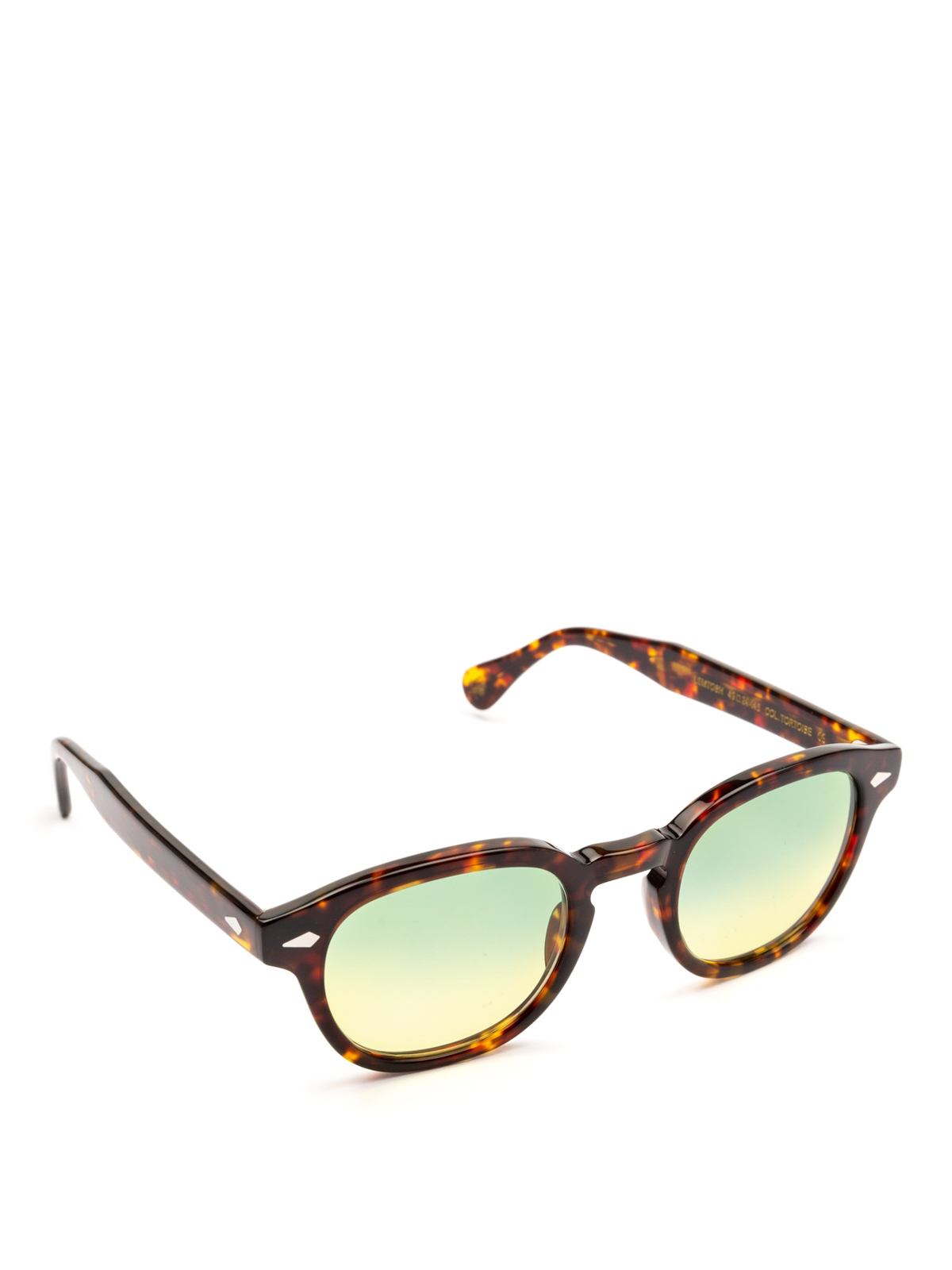 Moscot Lemtosh green yellow lens tortoise sunglasses sunglasses