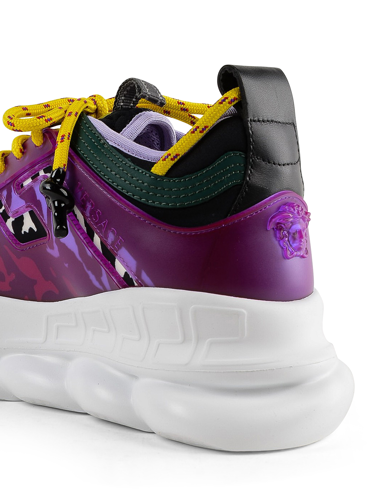 versace black and multicoloured chain reaction sneakers