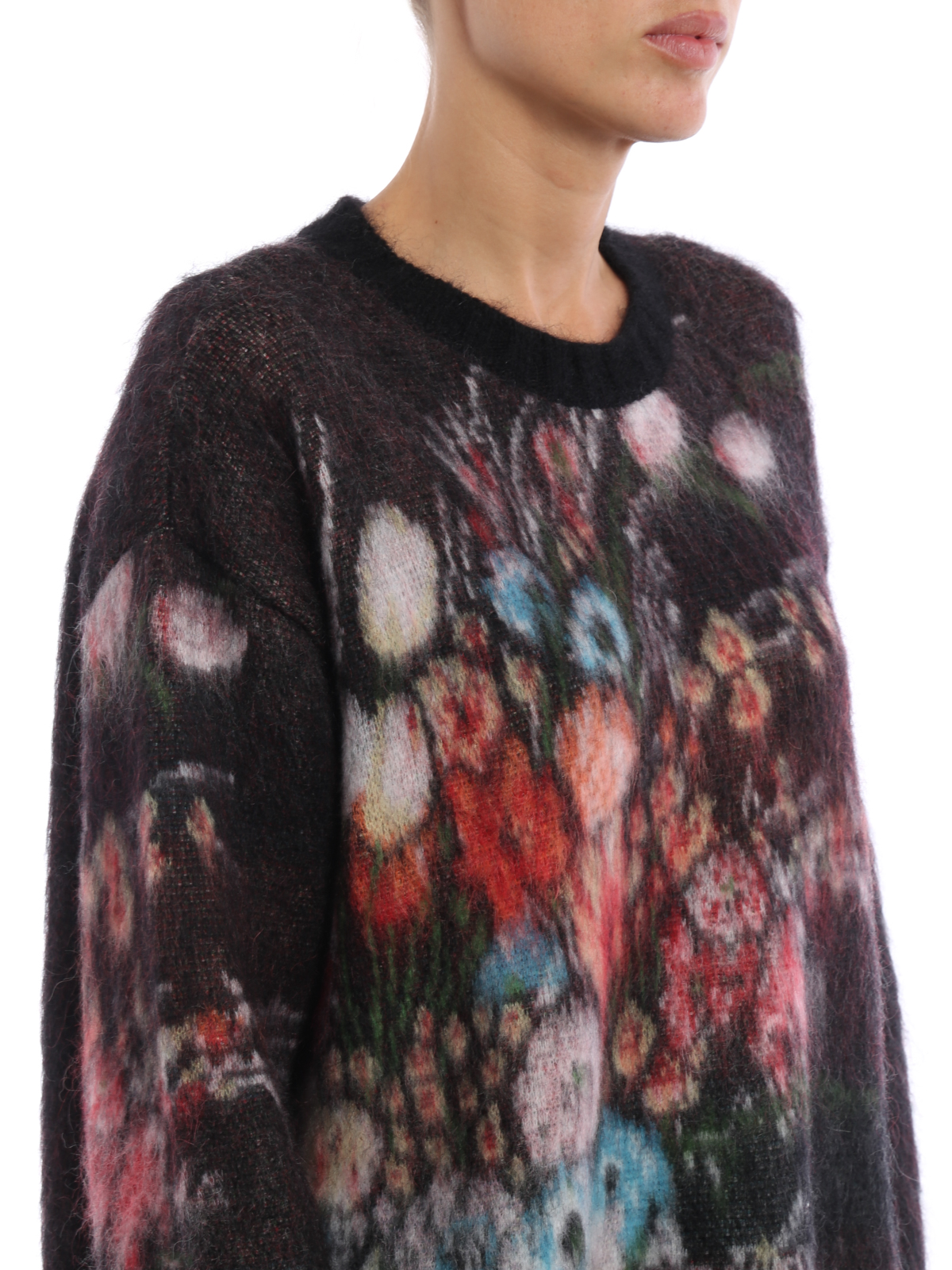 Crew necks N°21 - Floral jacquard fluffy sweater - N2M0A00170860001