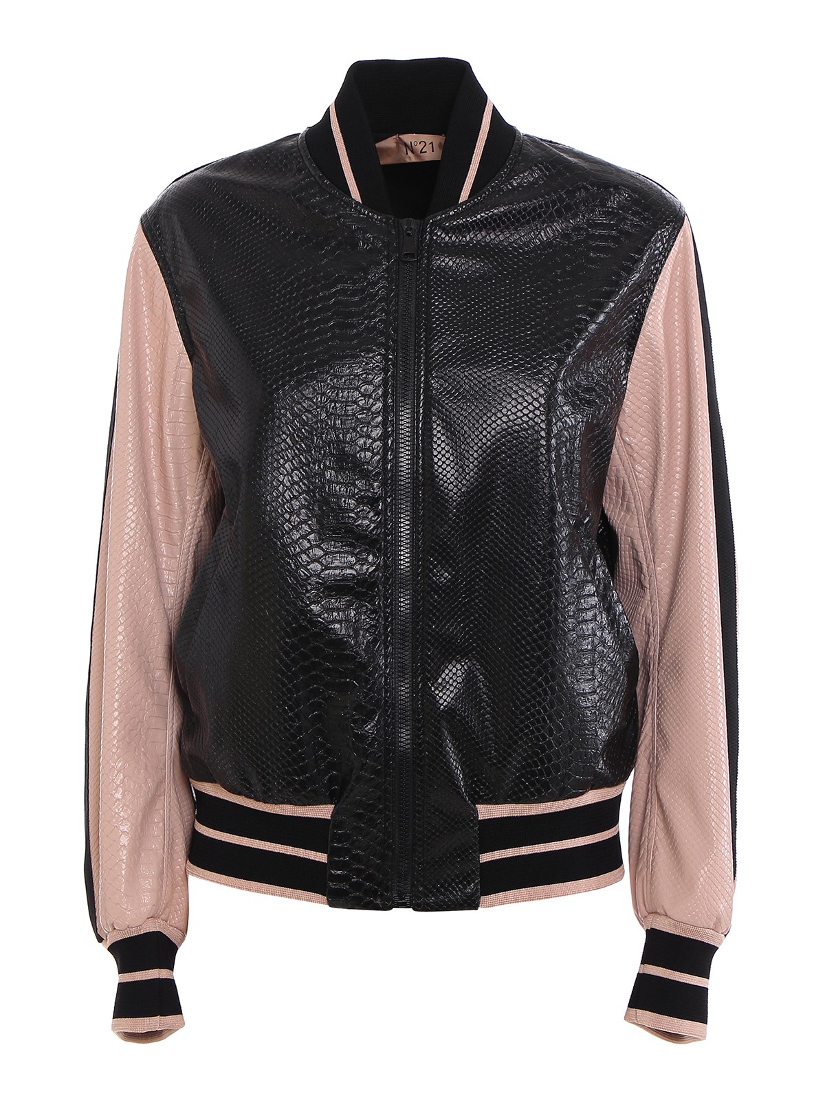 N°21 CROCO PRINTED FAUX LEATHER BOMBER JACKET