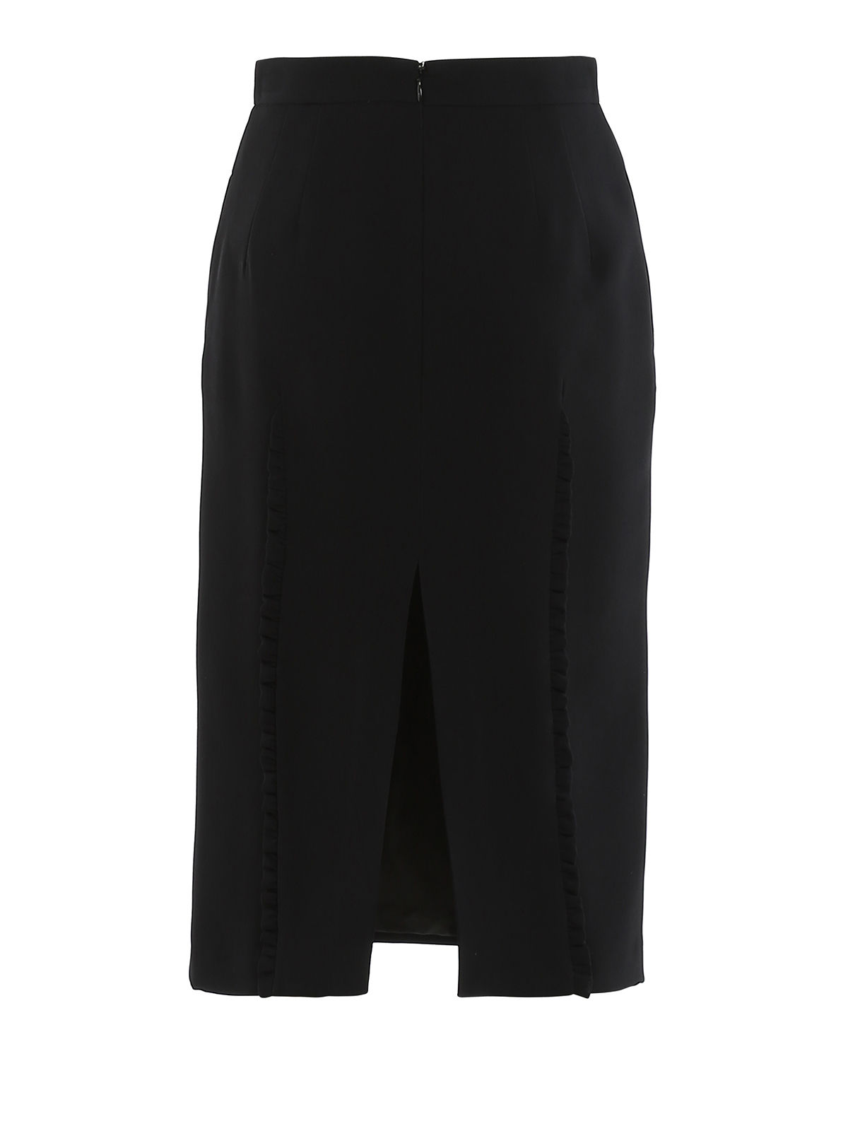 Knee length skirts & Midi N°21 - Black cady pencil skirt with ruffles ...