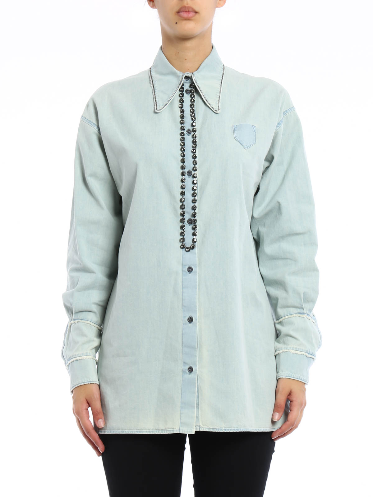 Shirts N°21 - Embellished denim shirt 
