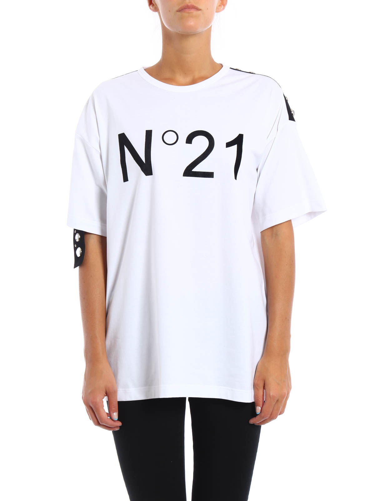 T-shirts N°21 - T-shirt with maxi crystals - F06341521101 | iKRIX.com