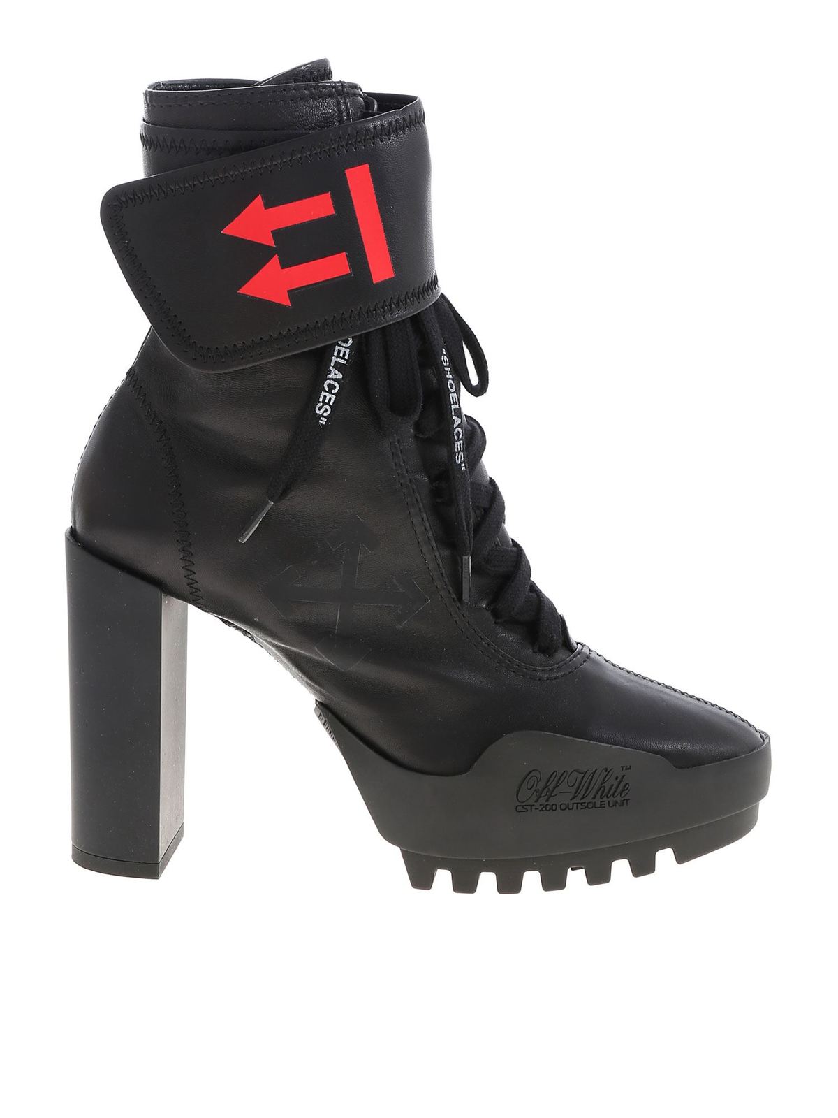 OFF-WHITE HEELED MOTO BOOTS IN BLACK