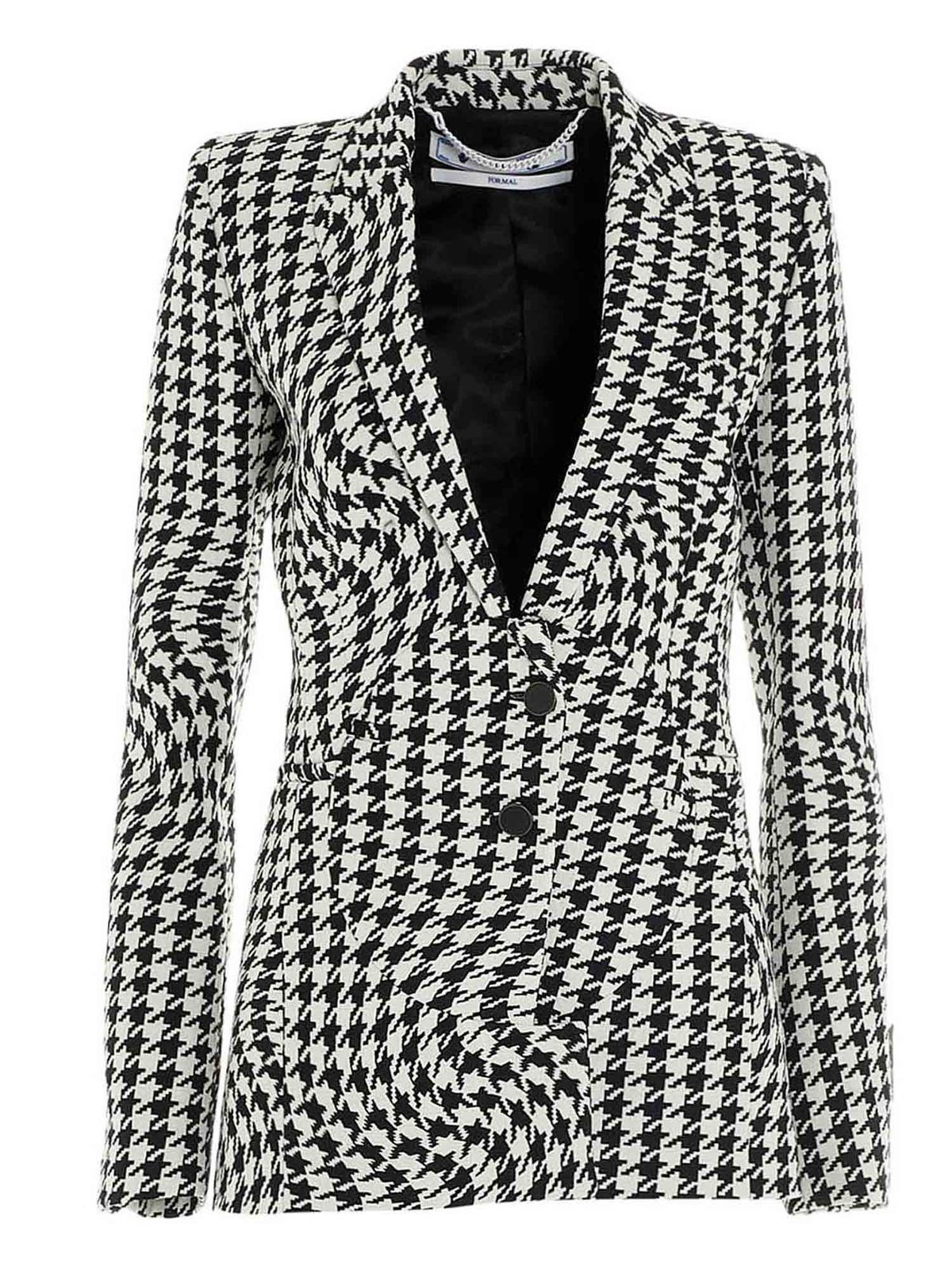 Off-White - Houndstooth jacket in black and white - blazers ...