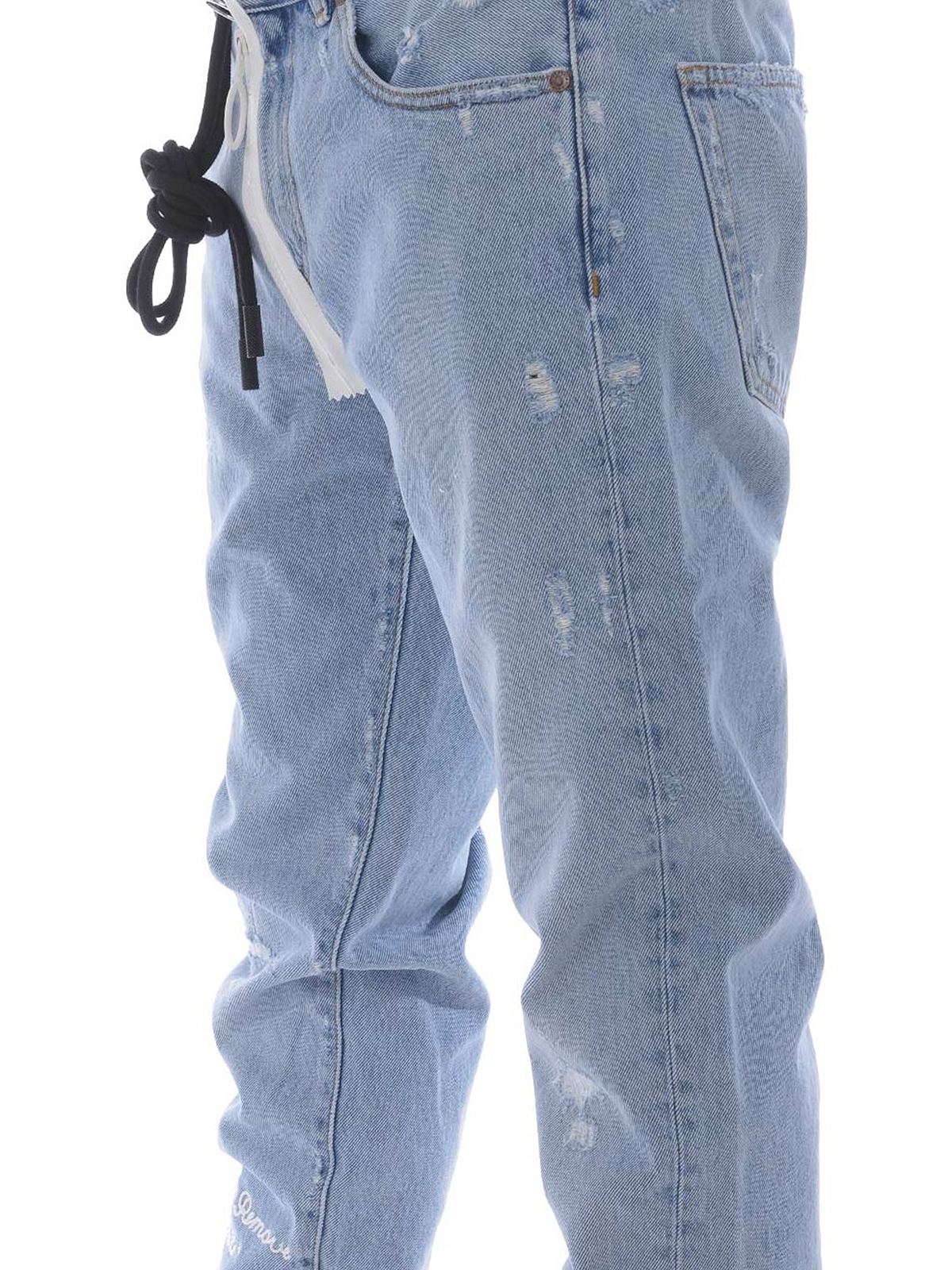 Straight leg jeans Off-White - Logo embroidery faded denim jeans 