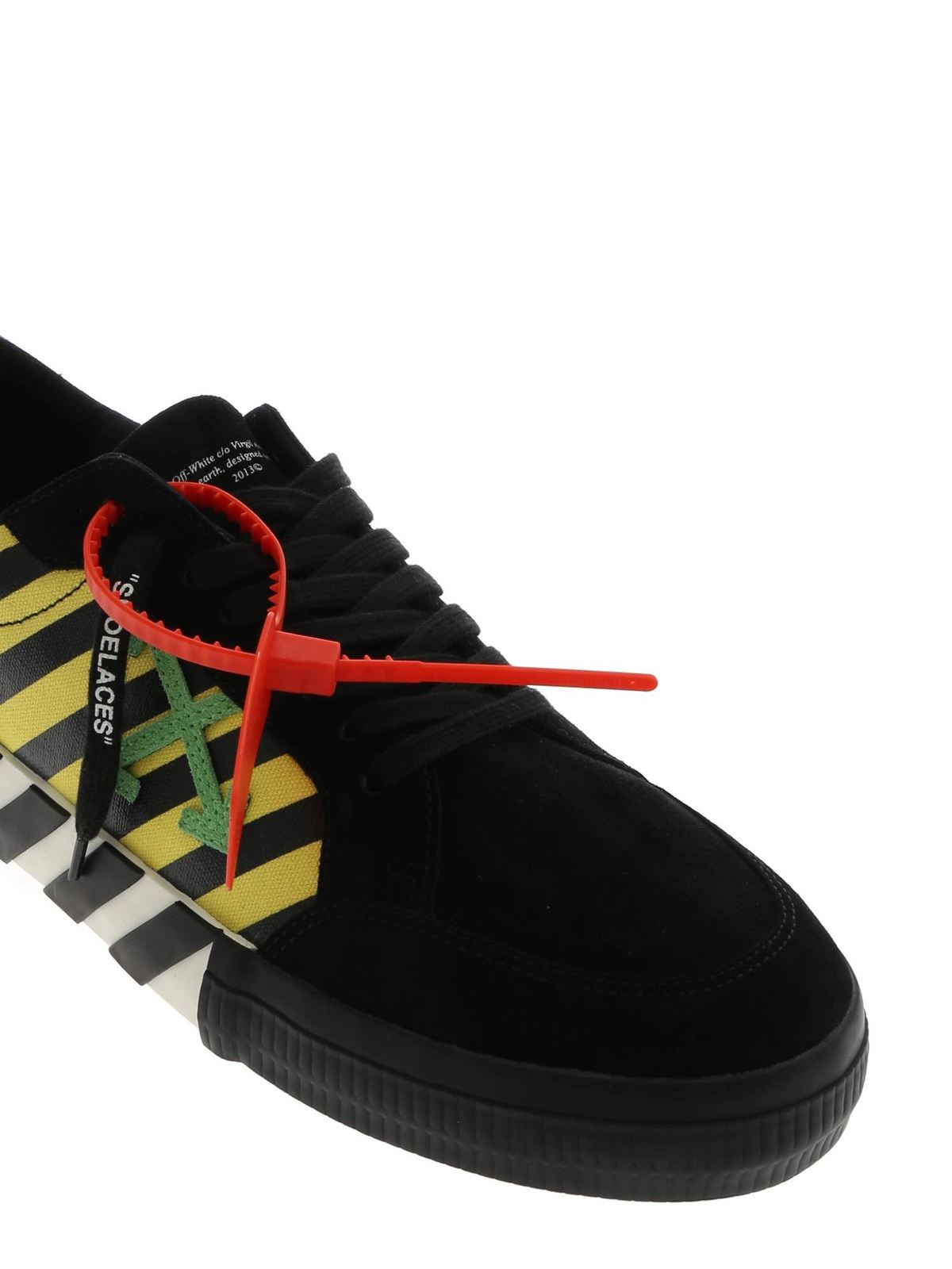 Off White Low Vulcanized Sneakers In Black And Yellow Trainers