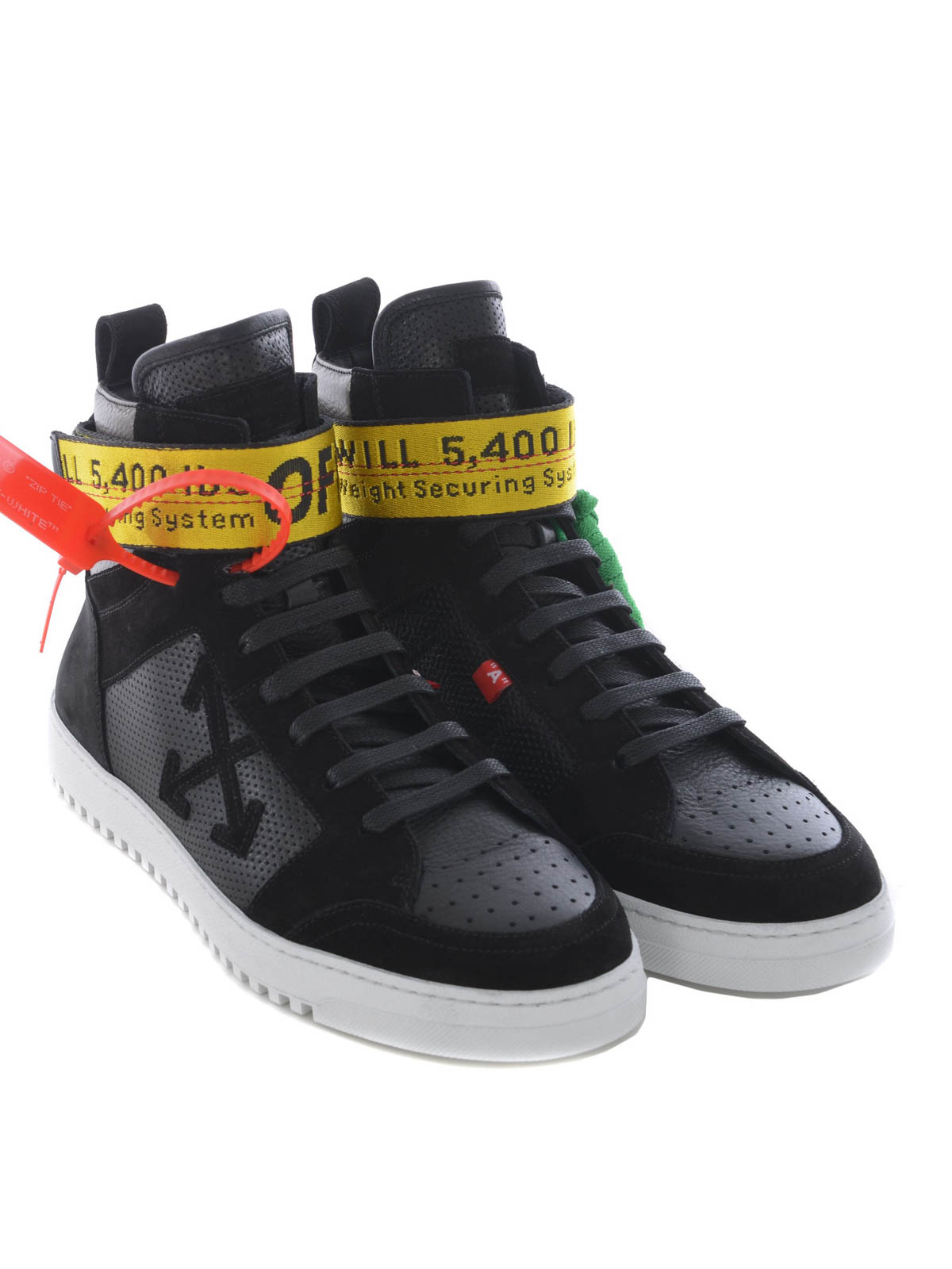 off white high top sneakers black