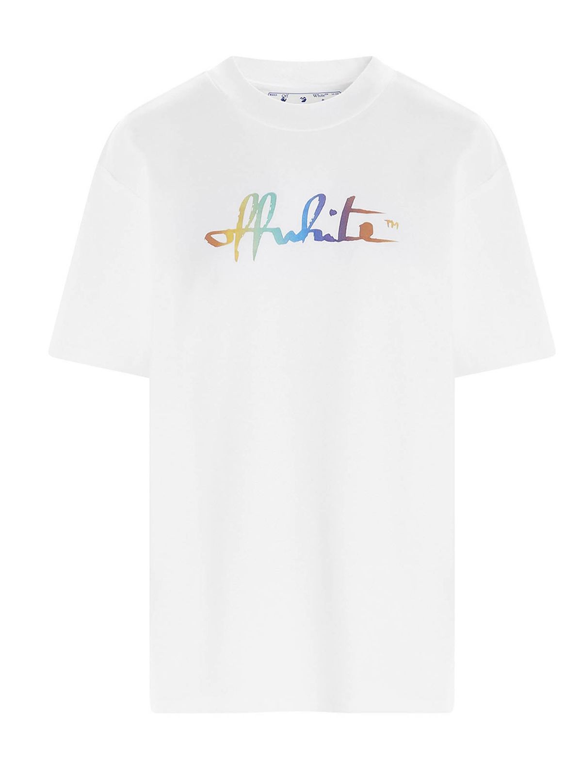 T-shirts Off-White - Rainbow Tombo T-shirt in white - OWAA072F20JER0010184