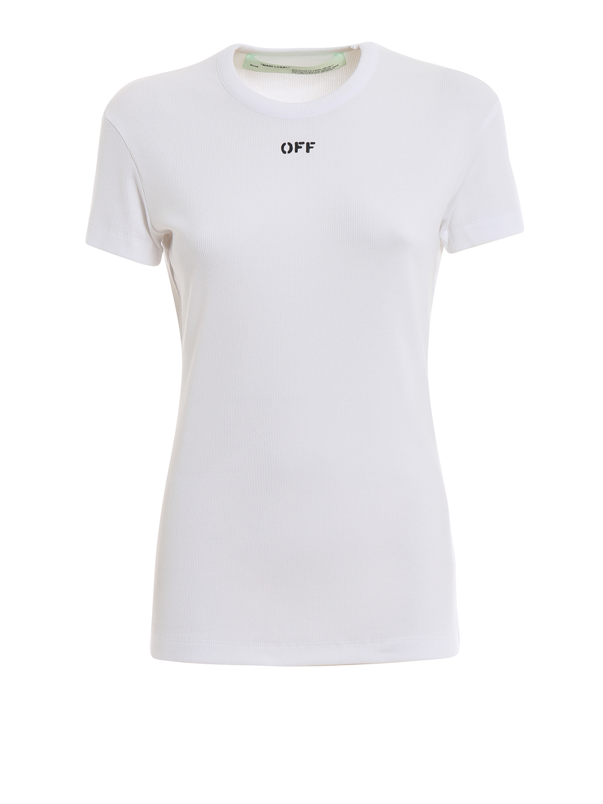 T-shirts Off-White - White logo detail cotton T-shirt ...