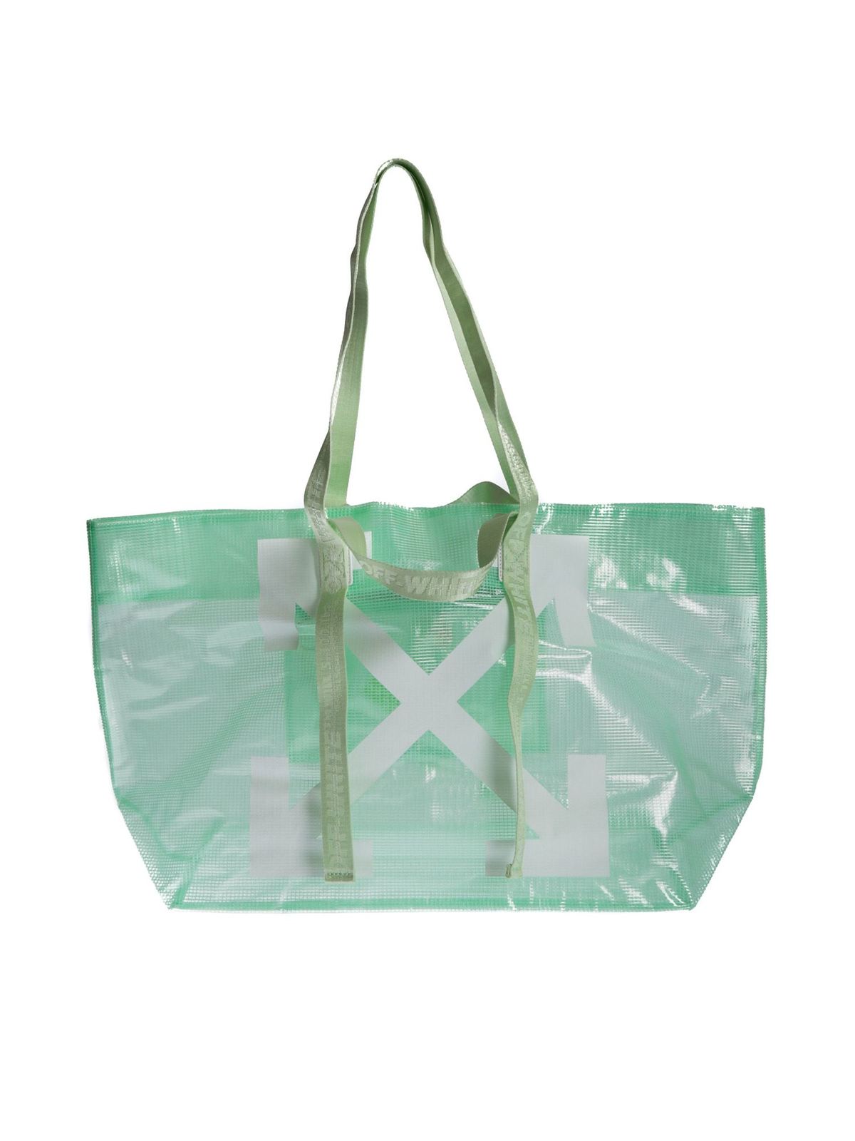OFF-WHITE ARROWS TOTE IN LIGHT GREEN AND WHITE