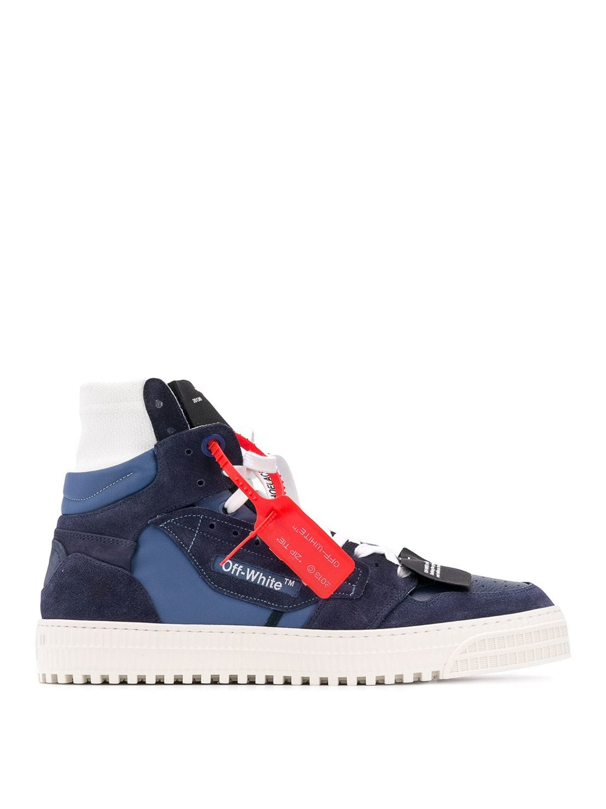 Off-White - Off-Court blue leather sneakers - trainers ...